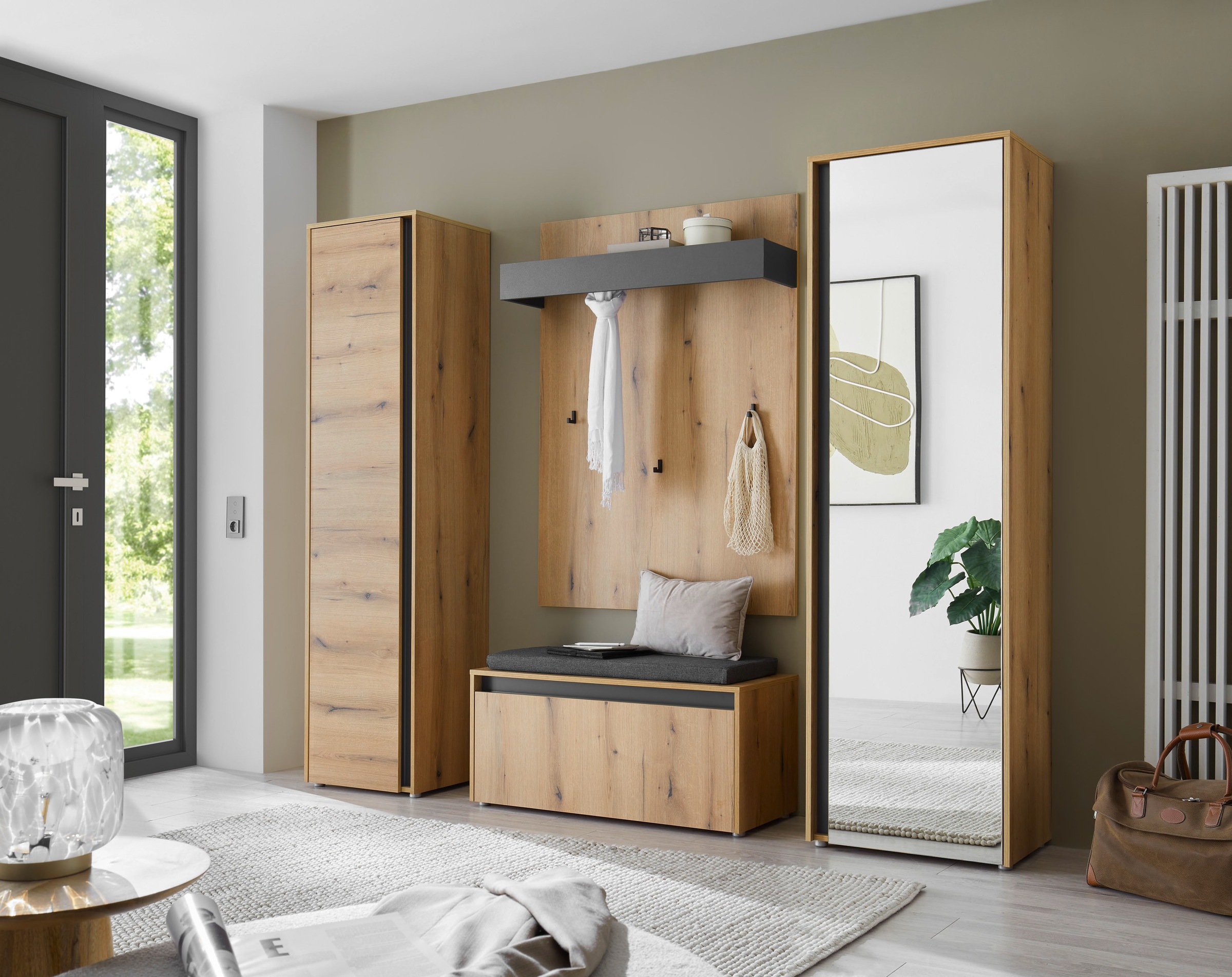 INOSIGN Garderobenschrank »GiRON/CiTY, moderner Schrank, Schuhschrank mit Stauraum«, 9 Einlegeböden, 10 Fächer, Tür beidseitig montierbar, 50 cm breit
