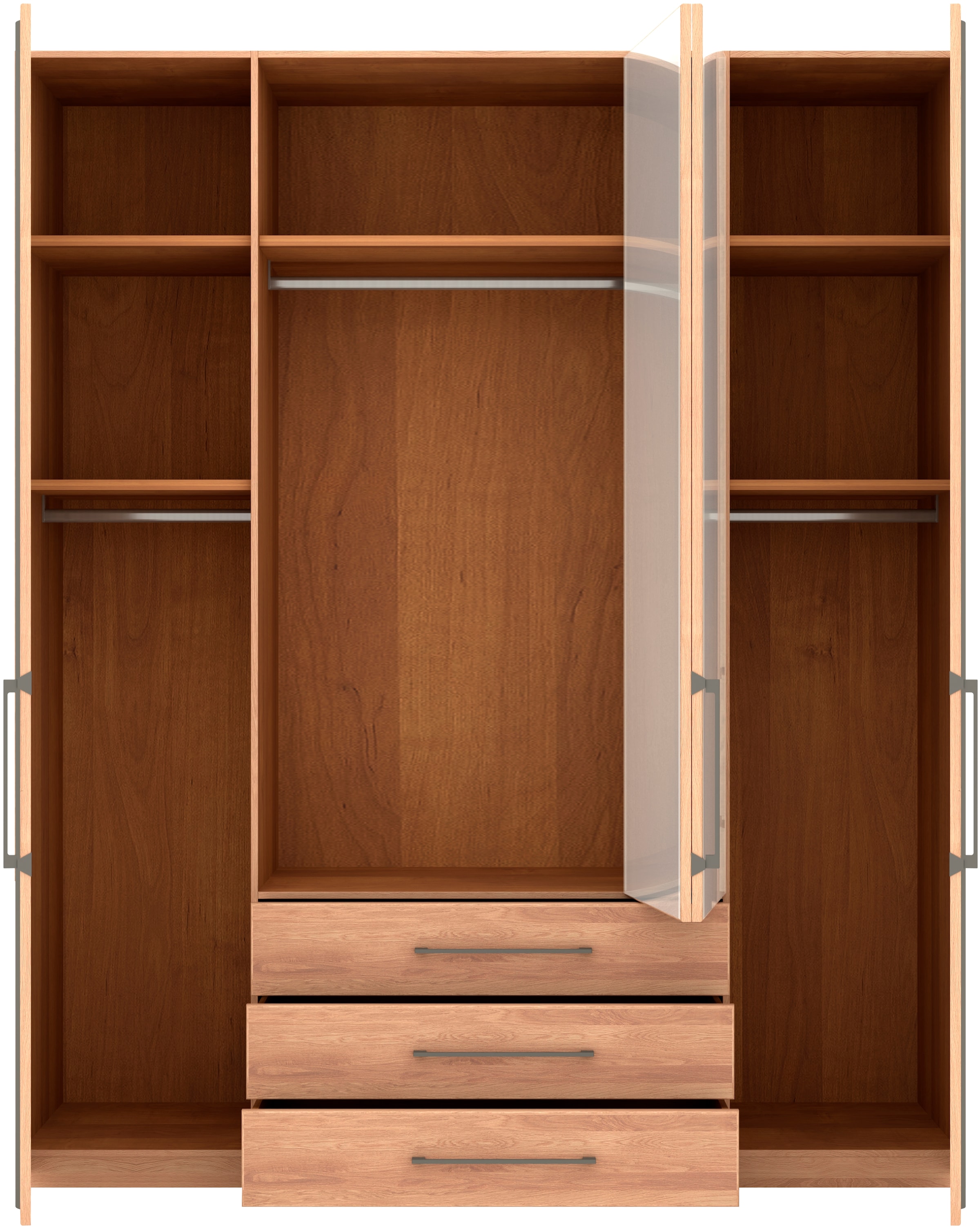 Musterring Drehtürenschrank »Sorrent, Kleiderschrank, teilmassiv Eiche«, (mit Türdämpfern, mit Schubladen, extra Böden, MADE IN GERMANY), Türen in Eiche massiv und als Parsol-Bronze-Spiegel, mit Schubkästen