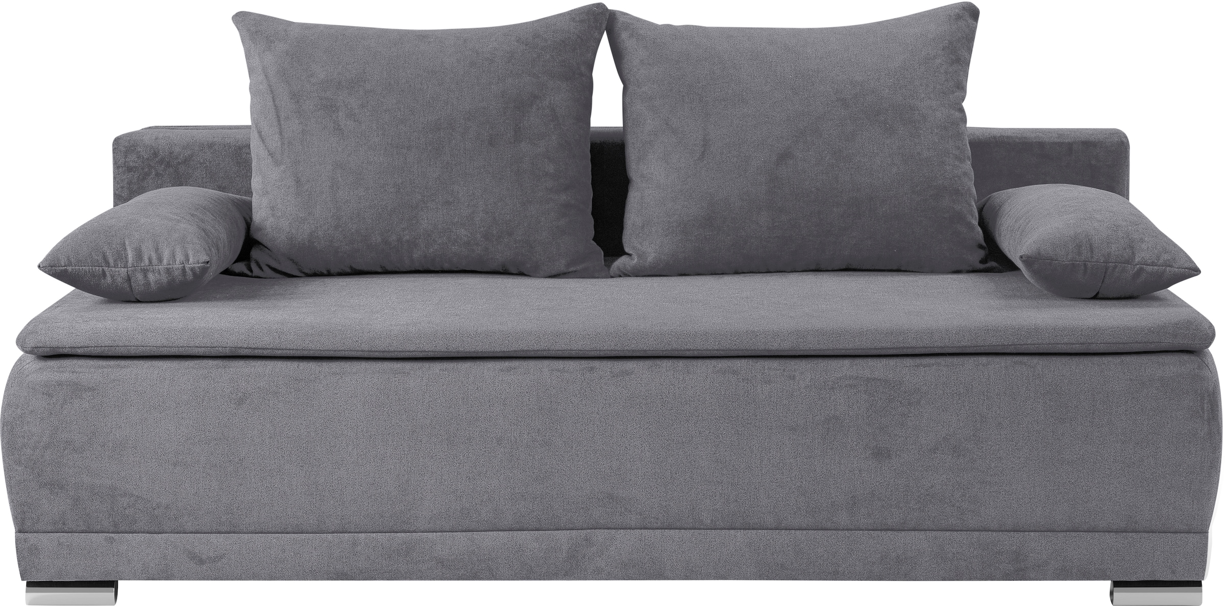 WERK2 Schlafsofa »Biggi, komfortabel & elegant, Schlaffunktion, Bettkasten, Breite 260cm«, inkl. losen Kissen, Struktur weich, hellgrau