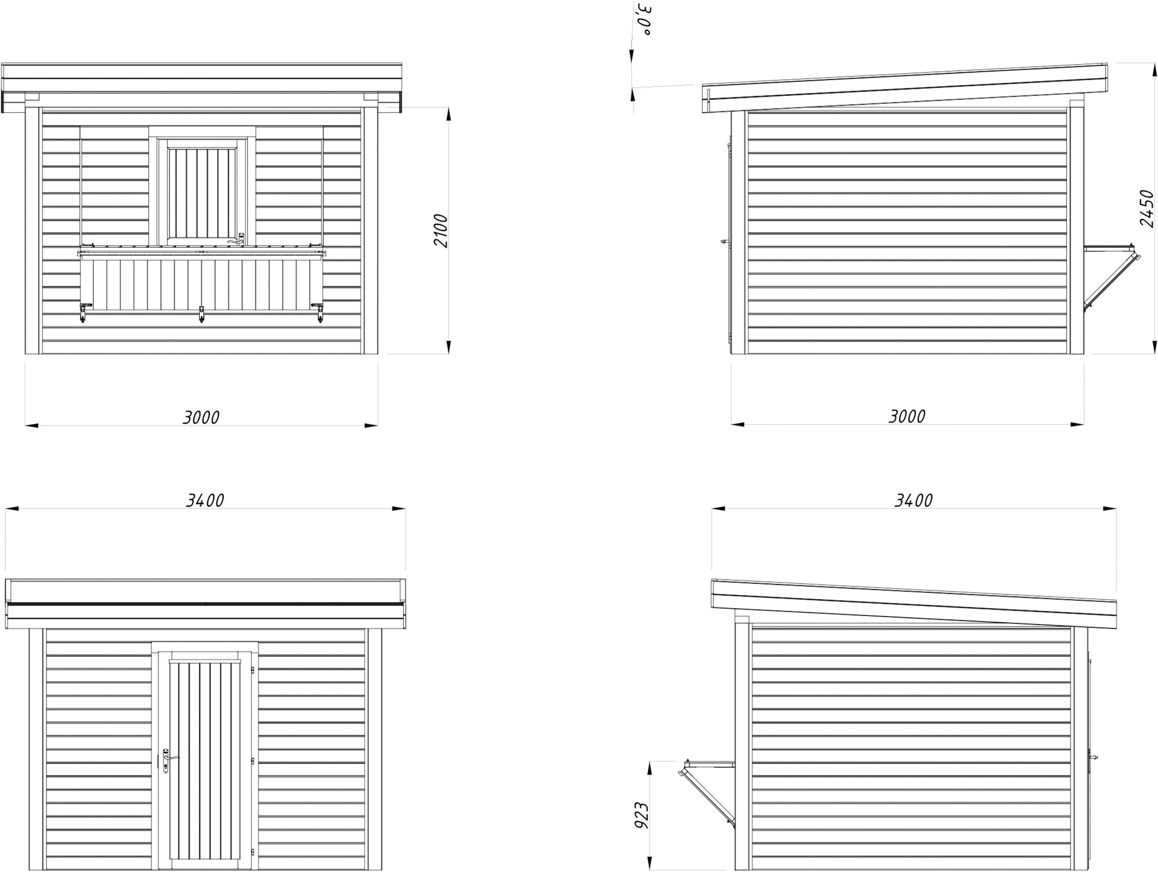 Palmako Holzpavillon »Lenna 8,3 m² Set 304« BxTxH: 340x340x245 cm