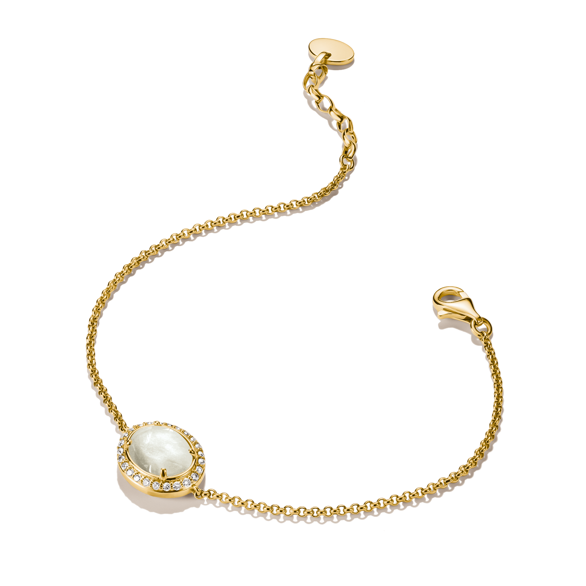 THOMAS SABO Armband »Fluid Elegance Armband gelbgoldfarben« mit Zirkonia (synth.) - mit Perlmutt