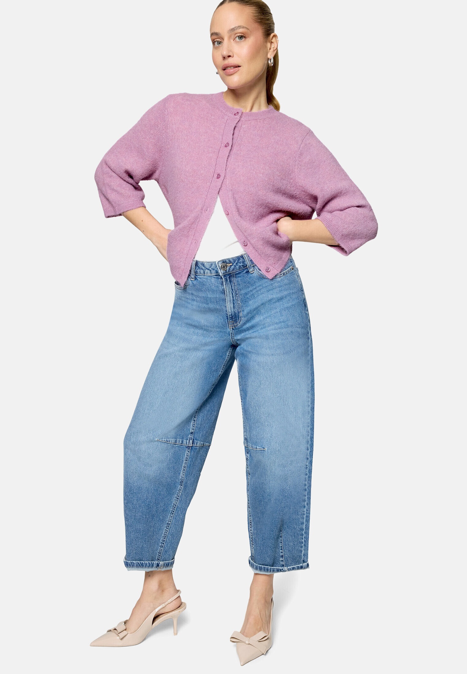 Zero Strickjacke »Damen 3/4 Arm und Knöpfe« 1 Knopfleiste