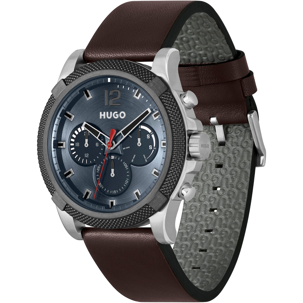 HUGO Multifunktionsuhr »#IMPRESS - FOR HIM, 1530294«, Quarzuhr, Armbanduhr, Herrenuhr, Datum, 12/24-Stunden-Anzeige