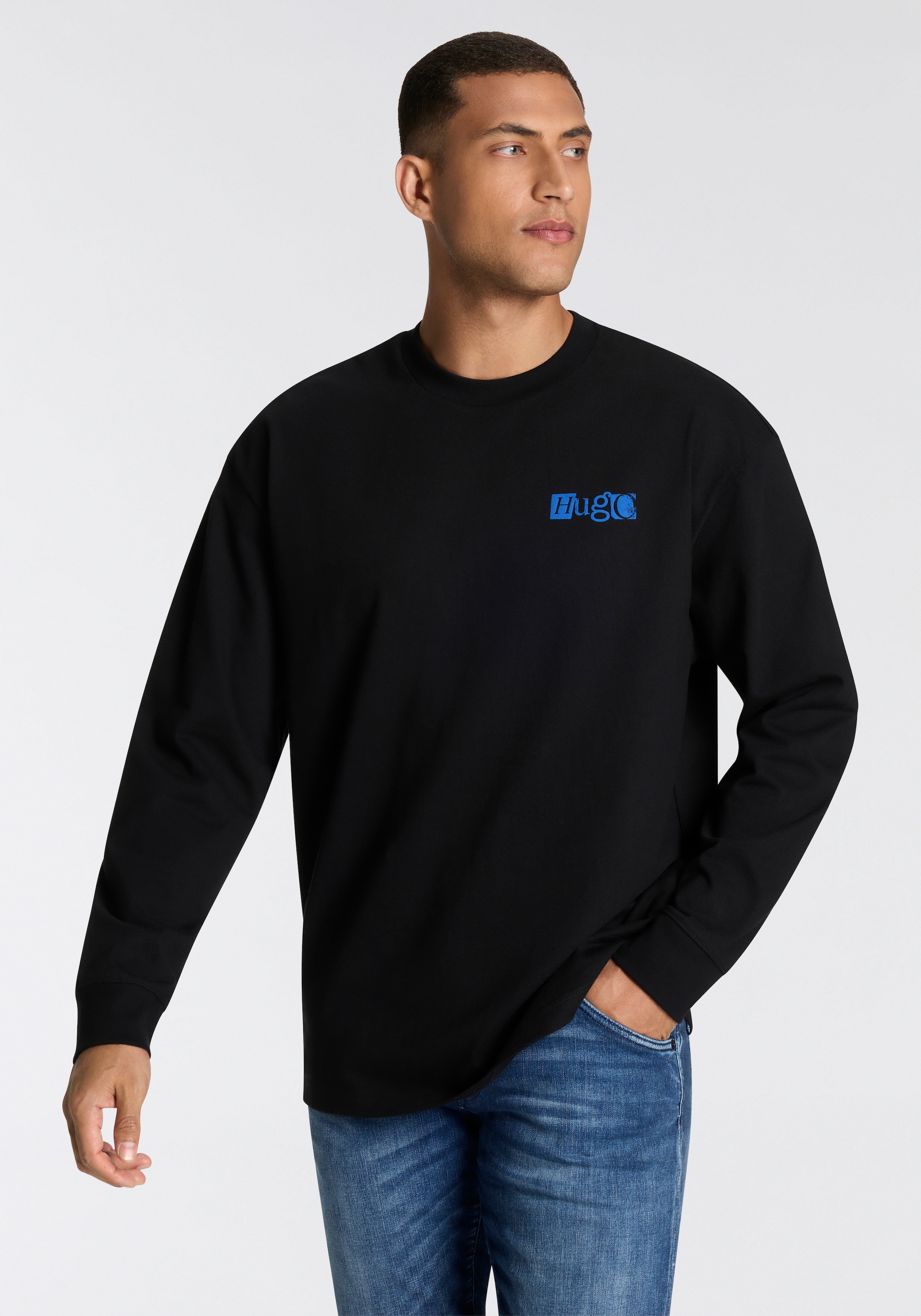 HUGO Blue Langarmshirt "Nilcrew", mit großem Rückedruck günstig online kaufen