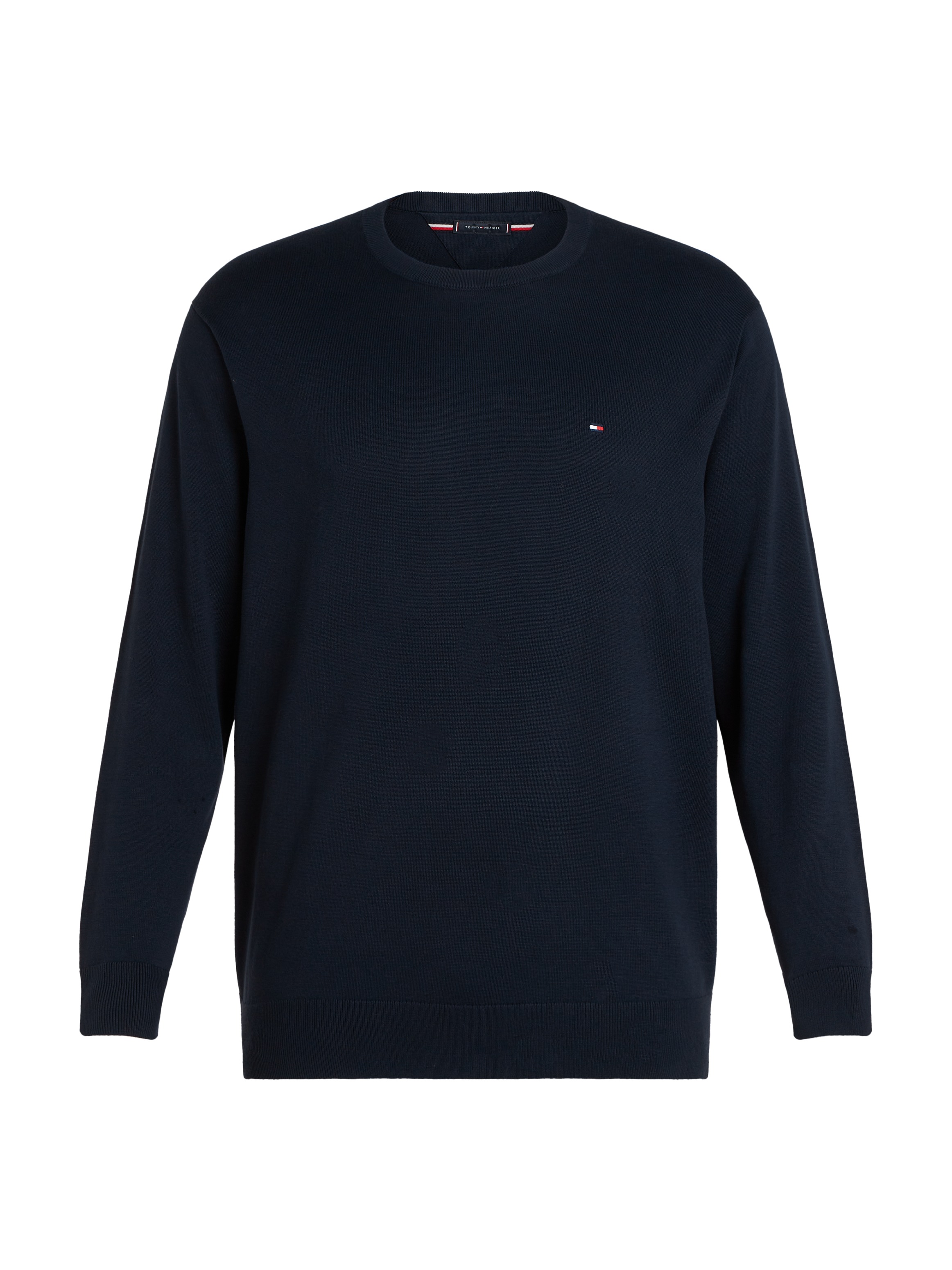 Tommy Hilfiger Big & Tall Rundhalspullover »BT-ESSENTIAL COTTON CREW NECK-B«, in Großen Größen, Logostickerei