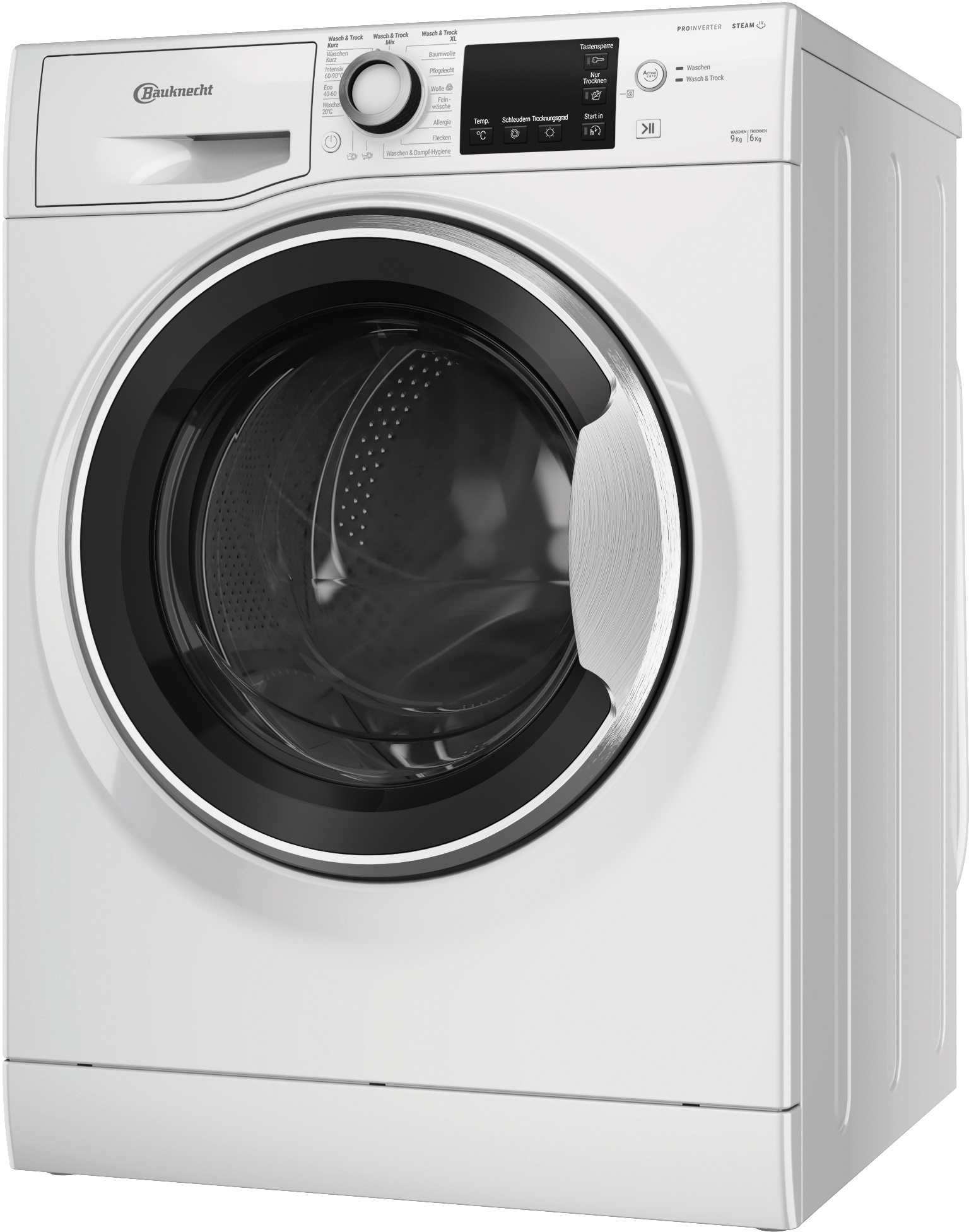 BAUKNECHT Waschtrockner "WATK Sense 96 41 N", B:59,5cm H:85cm T:59cm, weiß, Waschtrockner, Flecken 20C – entfernt mehr als 100 Flecken, ganz ohne