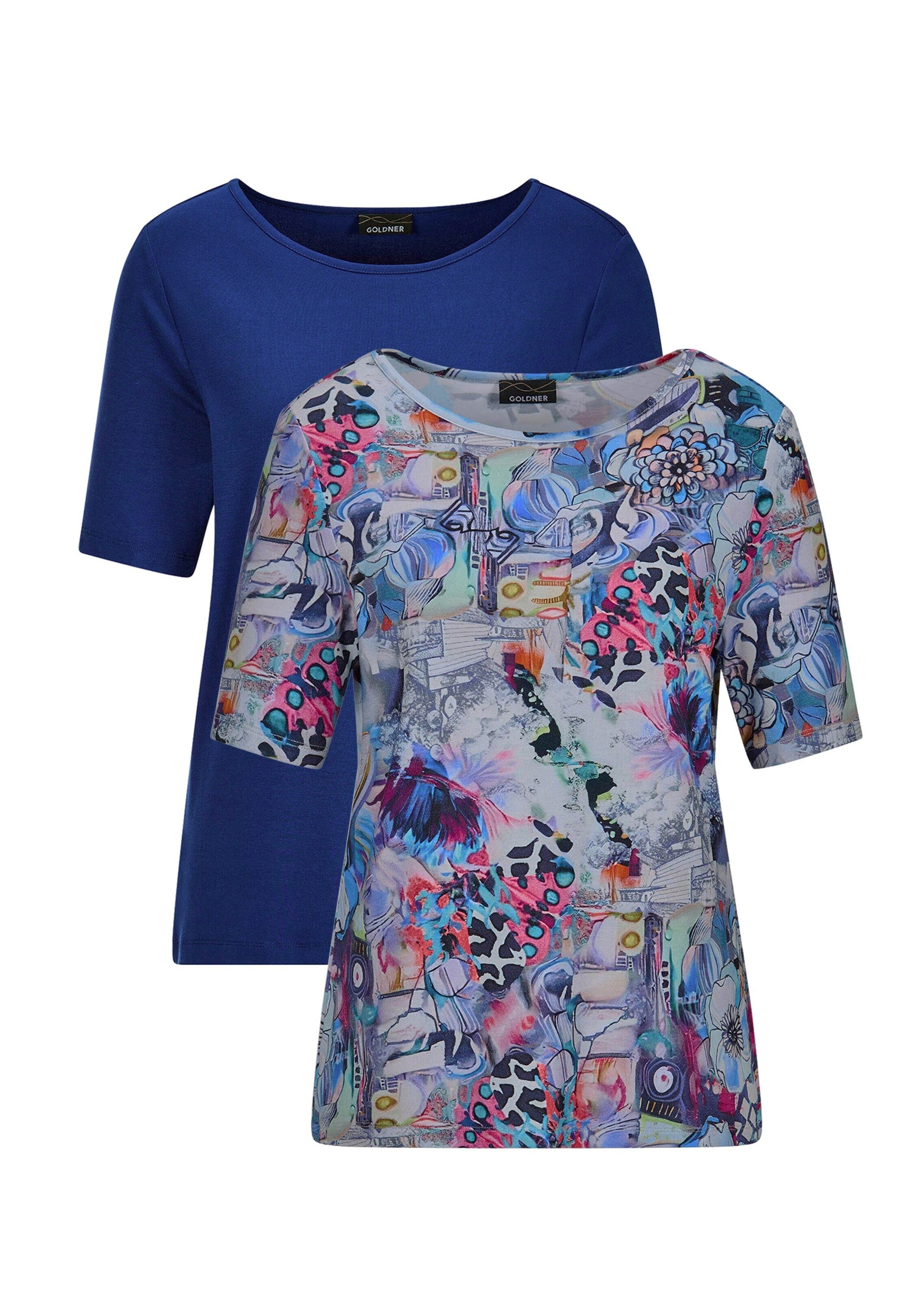 GOLDNER "Shirt-Duo mit Muster-Mix" stretchbequemer Viskosejersey