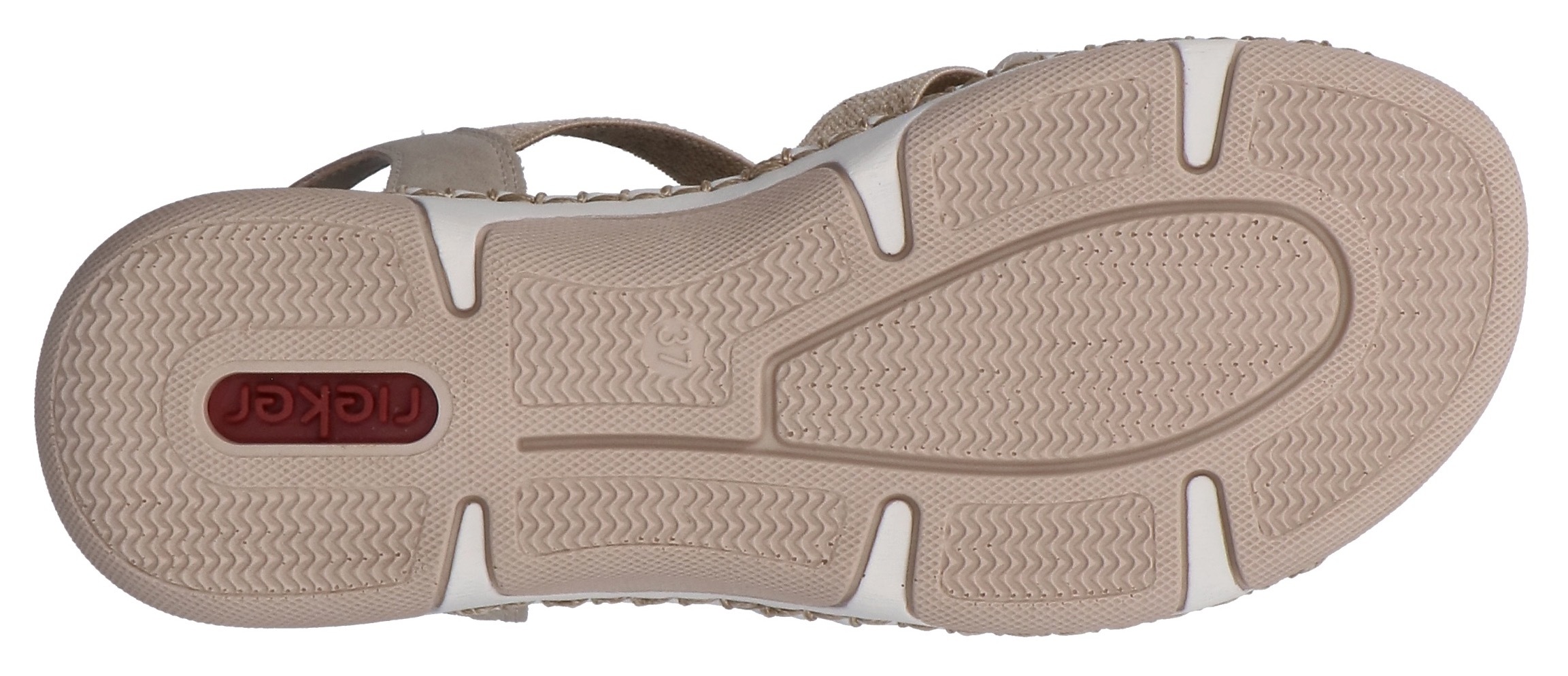 Sandale RIEKER, Herren, Gr. 36, hellbeige, Lederimitat, Schuhe Sandale, Sommerschuh, Urlaubsschuh, Schlupfschuh mit seitlichen Gummizügen 2