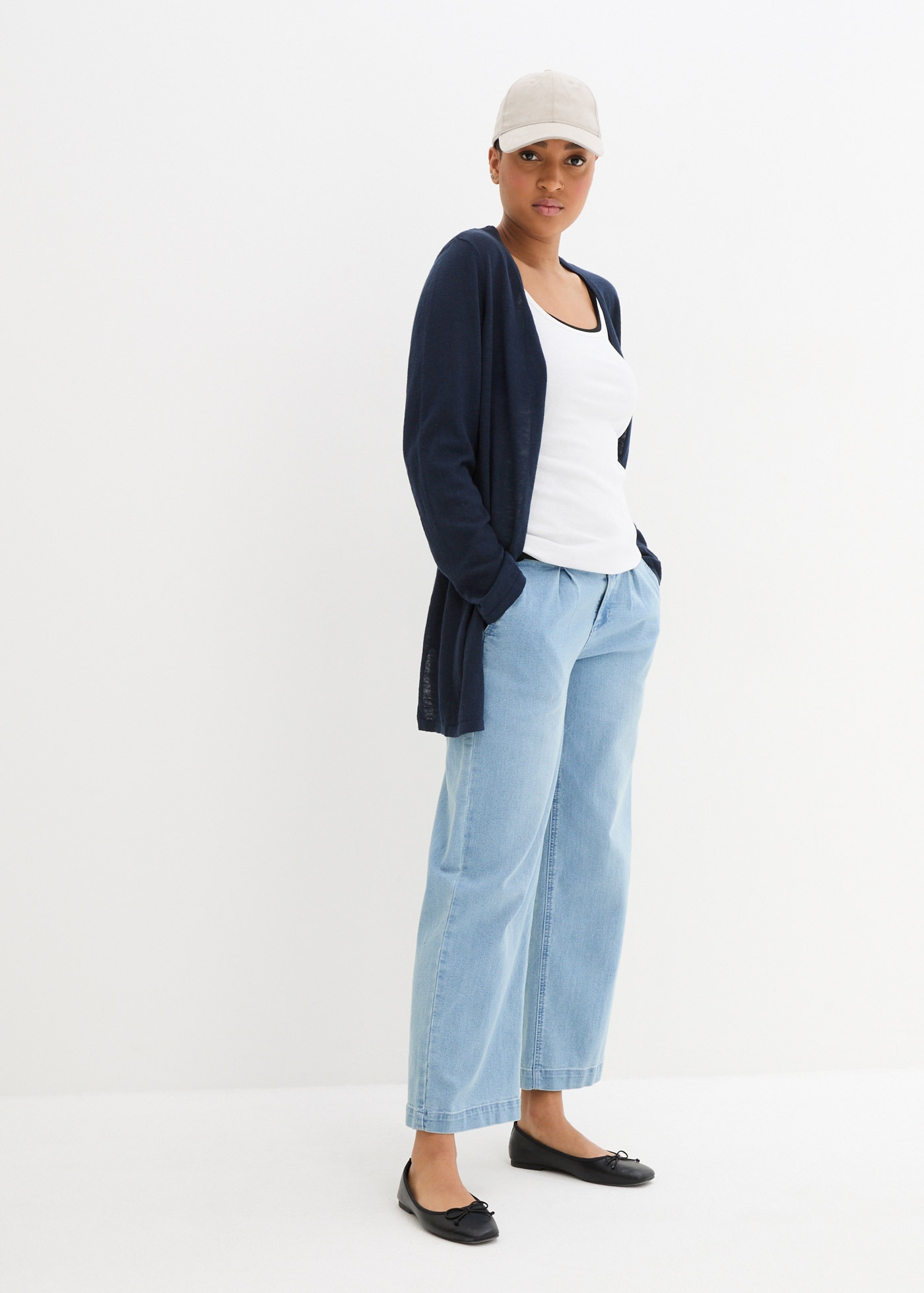 bonprix Strickjacke , Strickjacke aus reiner Baumwoll-Slub Qualität
