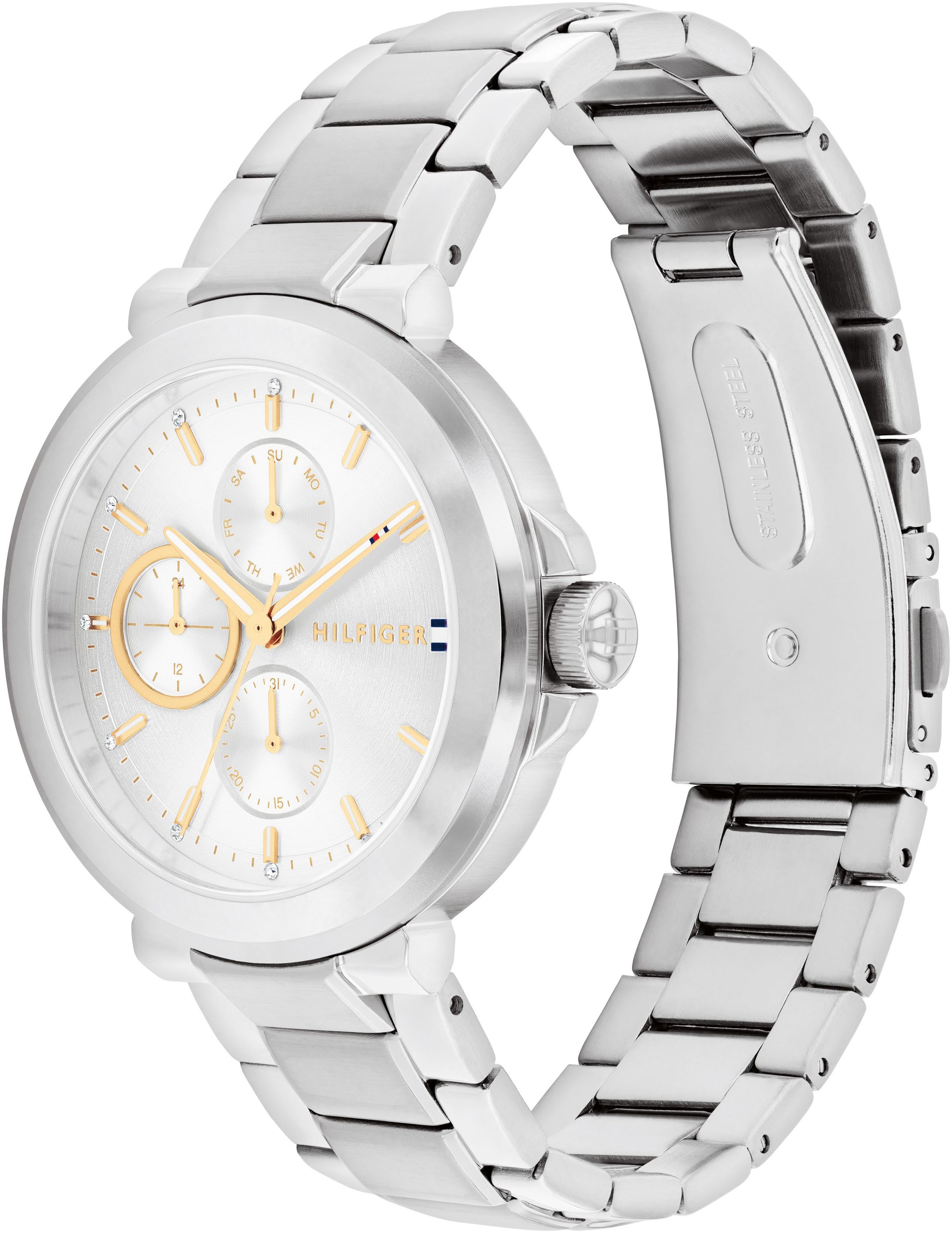 Tommy Hilfiger Multifunktionsuhr »LORI«, Quarzuhr, Armbanduhr, Damenuhr, Edelstahlarmband, Edelstahlarmband