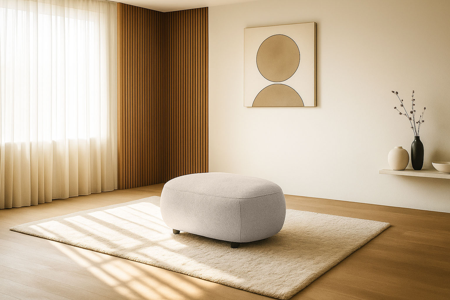 OTTO home Polsterhocker "OSTRUP, Naturtöne, Boucle oder Chenille" 90x64 cm, organische Form mit sanften Rundungen