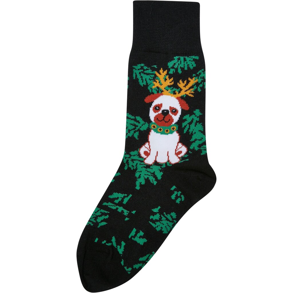 URBAN CLASSICS Basicsocken »Urban Classics Unisex Christmas Dog Socks Kids 3-Pack«, (1 Paar)