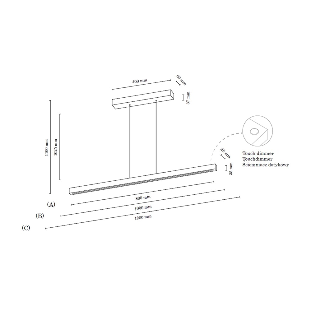 SPOT Light Pendelleuchte »SMAL«, 1 flammig-flammig, Hängeleuchte, Eichenholz, mit integriertem 24V-LED-Modul, Touch Dimmer