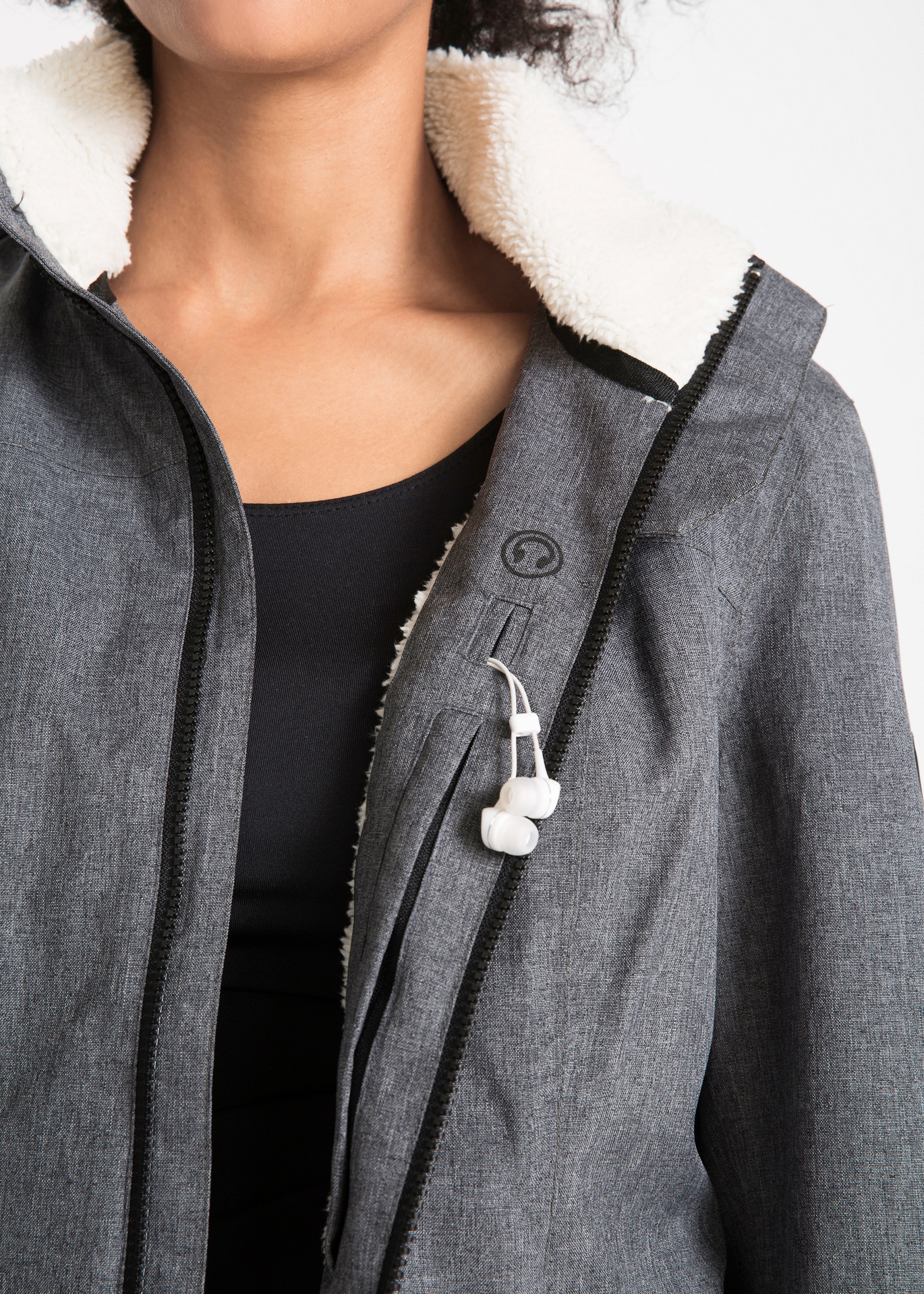 Thumbnail - bonprix Funktionsjacke mit Kapuze wasserdichte Outdoor-Funktions-Jacke mit Teddyfleece