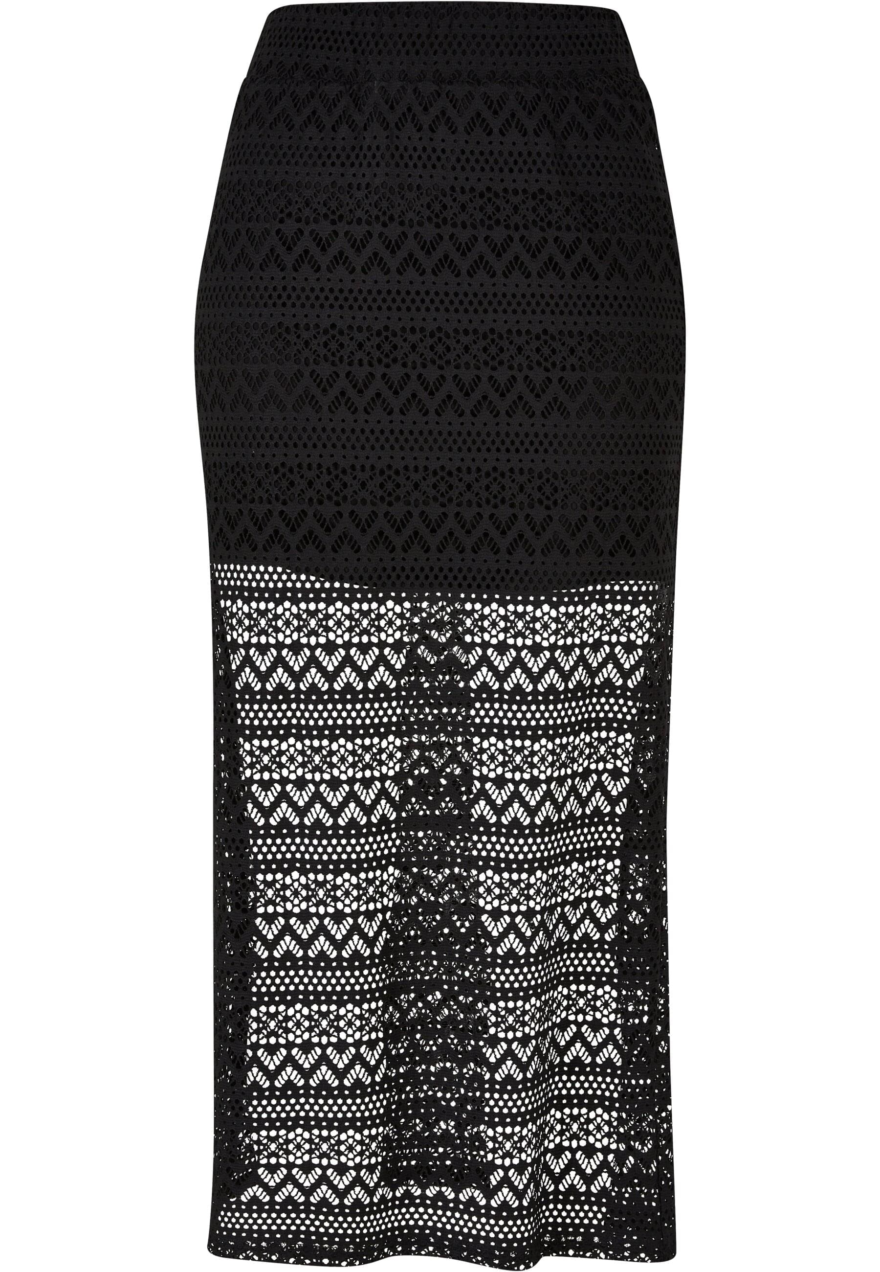 URBAN CLASSICS Jerseyrock »Urban Classics Damen Ladies Stretch Crochet Lace Midi Skirt«, (1 tlg.)