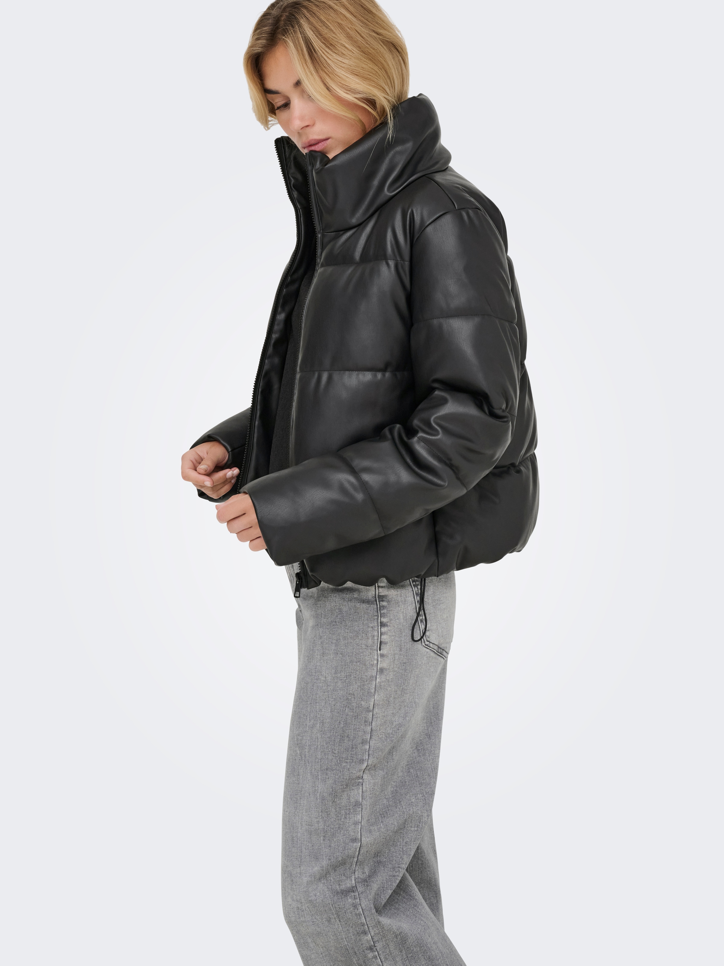 ONLY Steppjacke »ONLELSIE FAUX LEATHER PUFFER JKT CC OTW«, ohne Kapuze