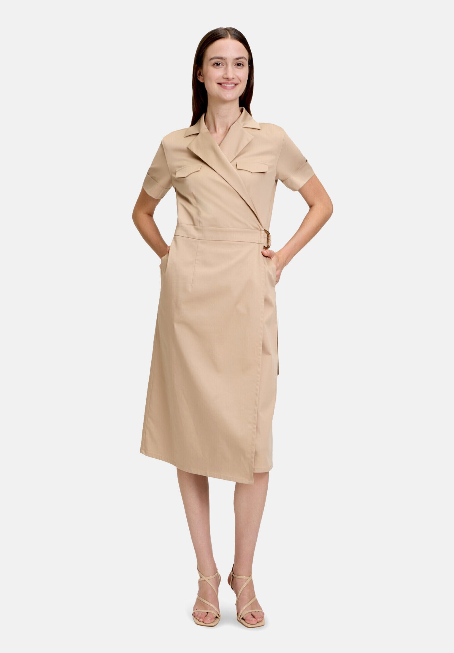 Betty&Co Wickelkleid "Damen mit Kragen" Nahttasche Schnallen