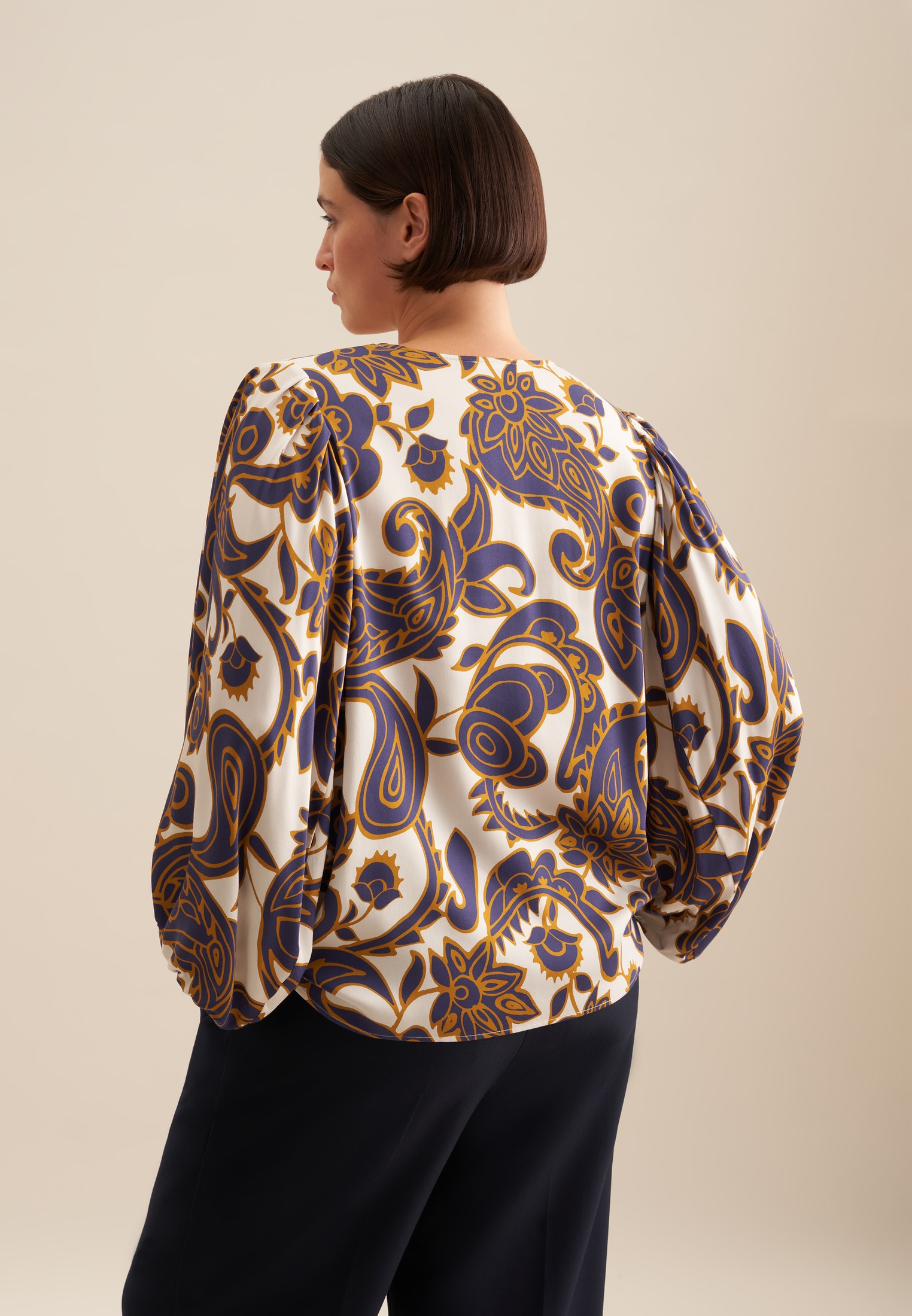 seidensticker Shirtbluse »Schwarze Rose«, 3/4-Arm V-Neck Paisley