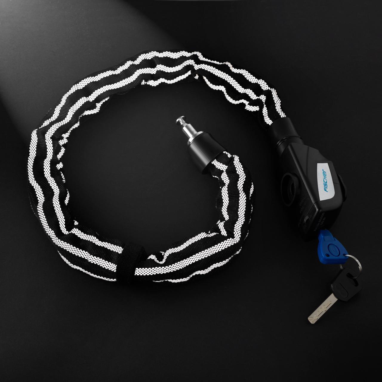 Thumbnail - FISCHER Fahrrad Kettenschloss "FISCHER Fahrradschloss mit Reflexstreifen" Packung, 3 Stk. tlg. Reflexstreifen