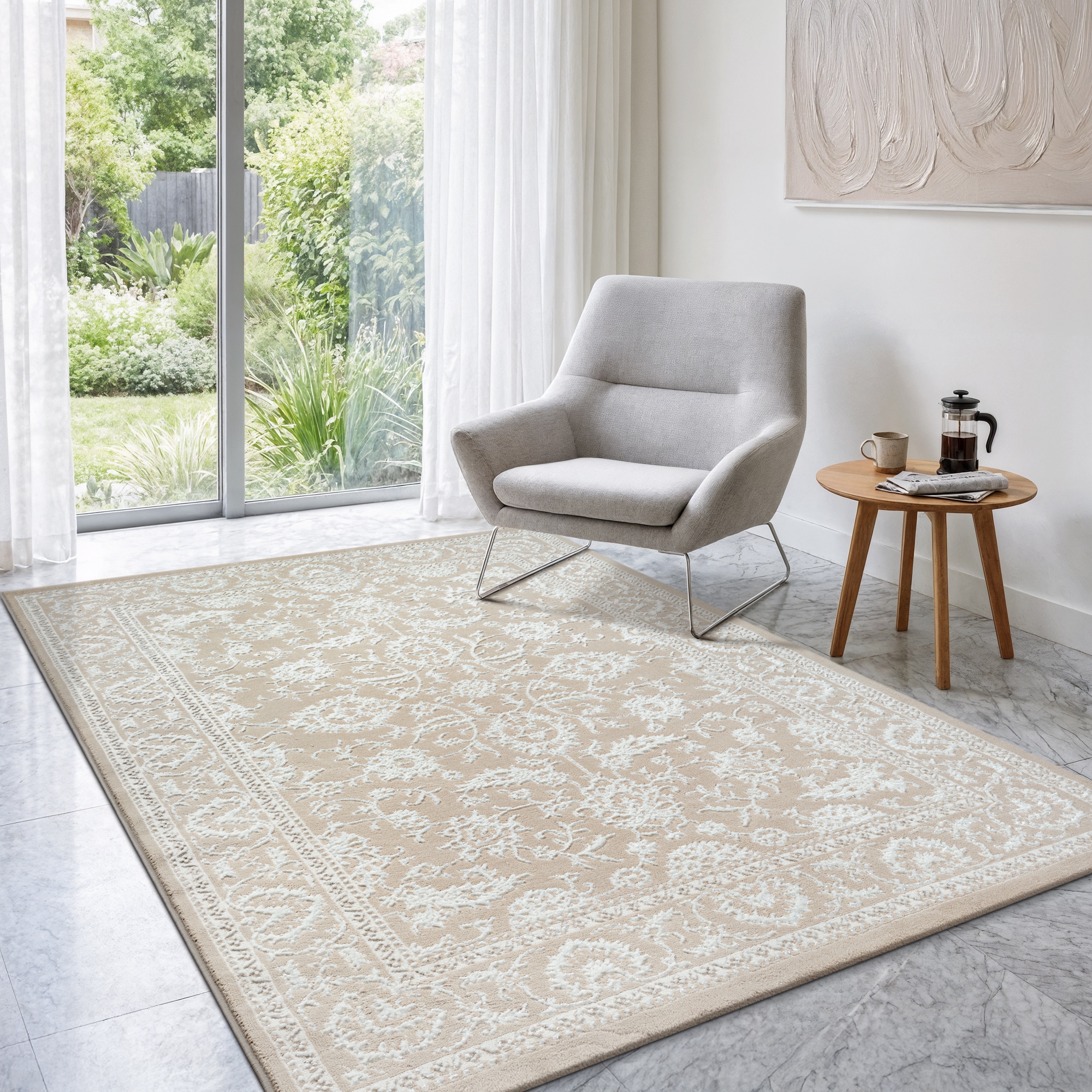 Sanat Teppich »Harmony 3221, auch als Läufer und rund« rechteckig 12 mm Höhe Wohnzimmer, Kurzflor, modern,  Orient Optik, Schlafzimmer