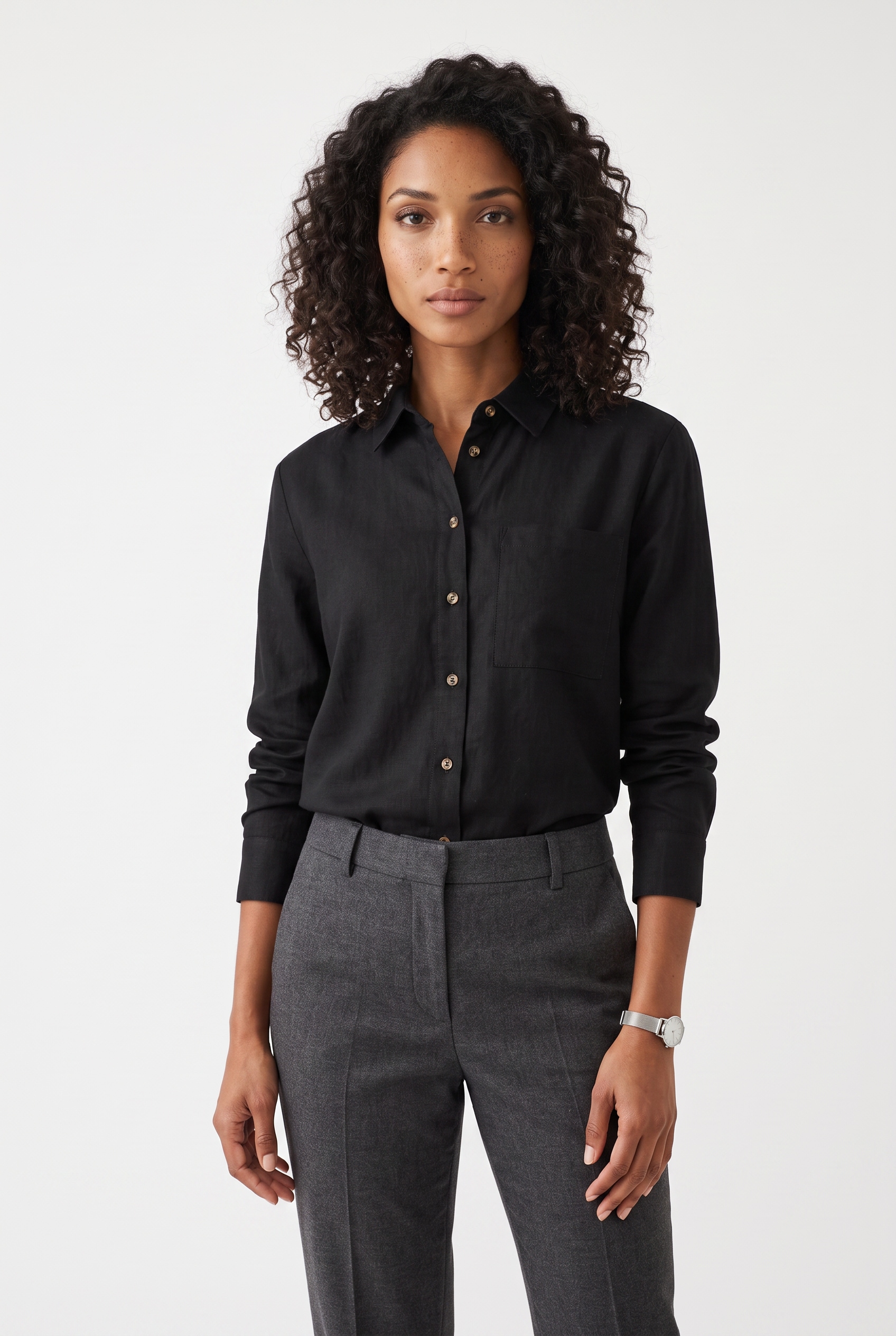 FREEQUENT Hemdbluse "FQLAVA-SH-SIMPLE" aus Leinenmix, mit Brusttasche