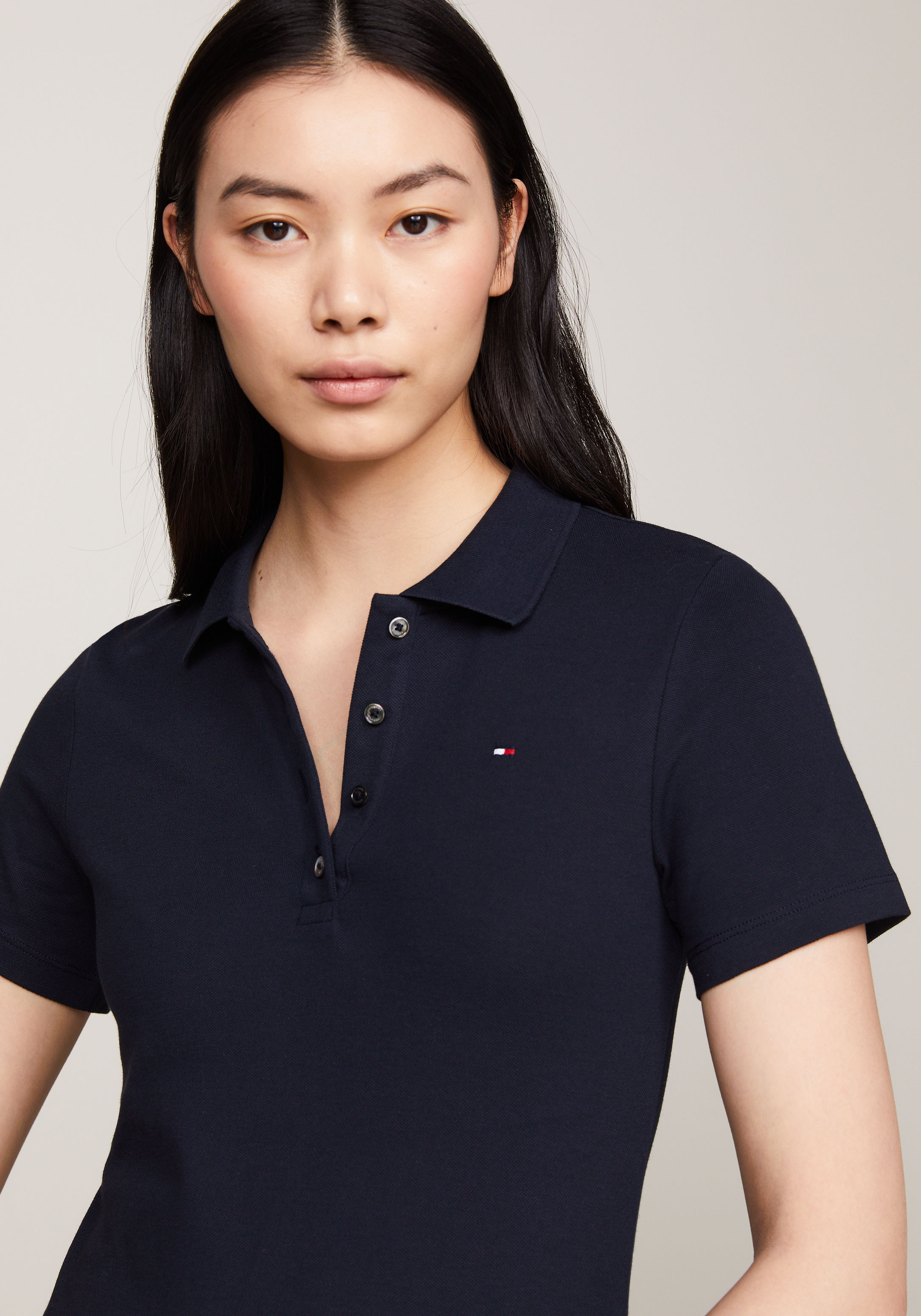 Thumbnail - Tommy Hilfiger Polokleid "1985 POLO DRESS SHORT SLEEVE" Baumwoll-Piqué mit Stretch-Anteil, Slim Fit