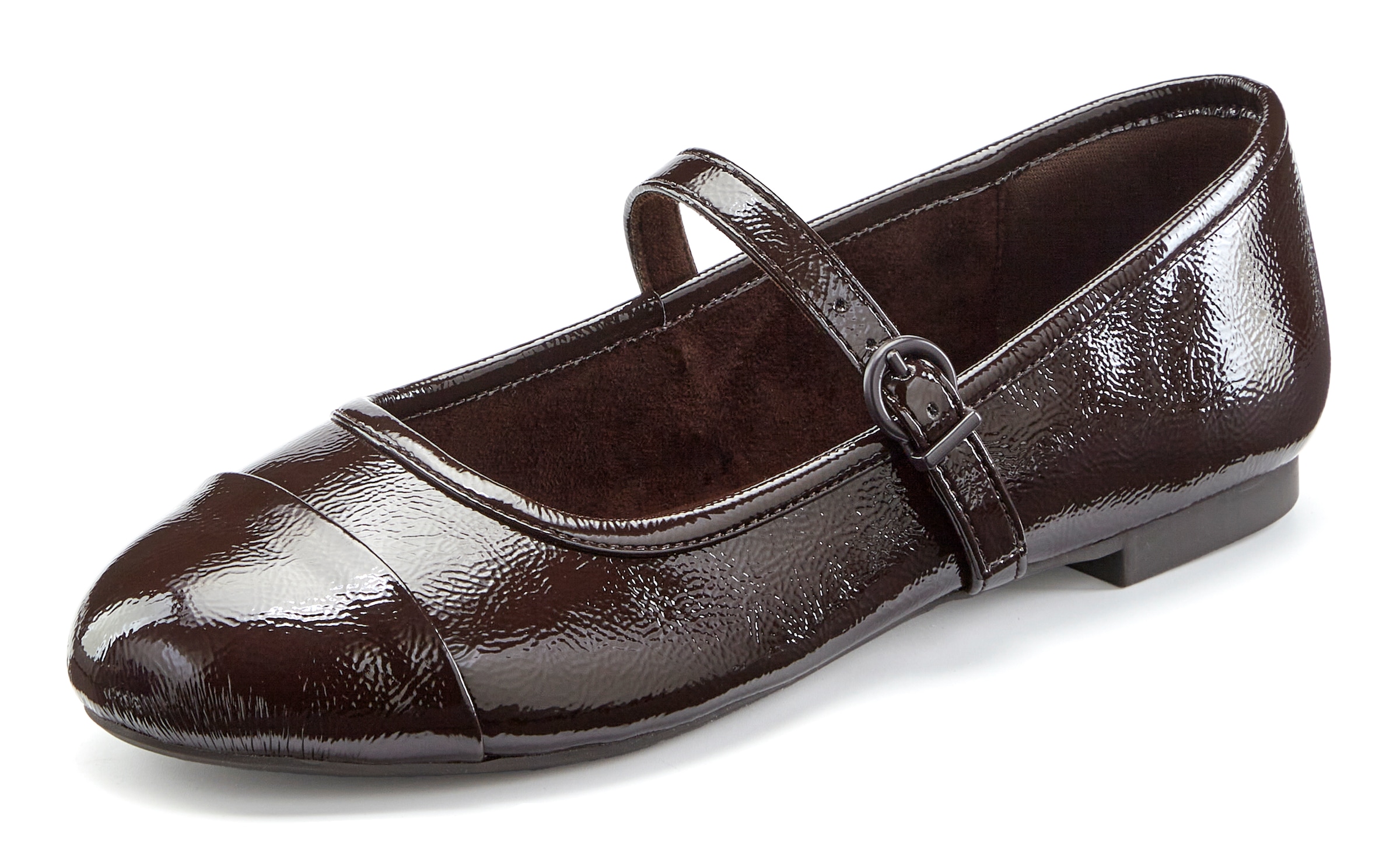 French Connection Ballerina »Riemchenballerina, Mary-Jane Schuhe, Spangenschuh, Flacher Halbschuh«  Riemchenballerina in glänzender Lack-Optik mit verstellbarer Schnalle