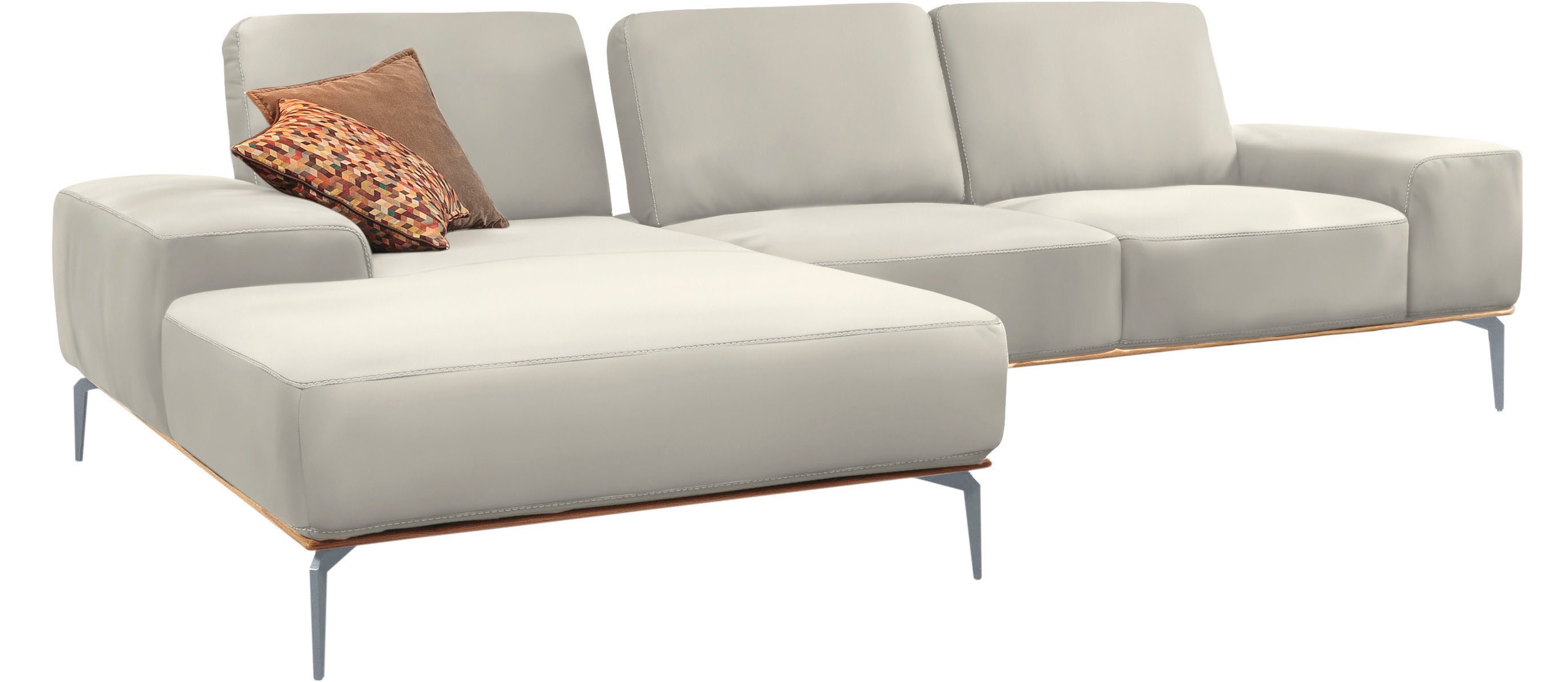 W.SCHILLIG Ecksofa »run, Designsofa mit tollem Sitzkomfort, bequem, L-Form«, mit elegantem Holzsockel, Füße in Silber matt, Breite 299 cm
