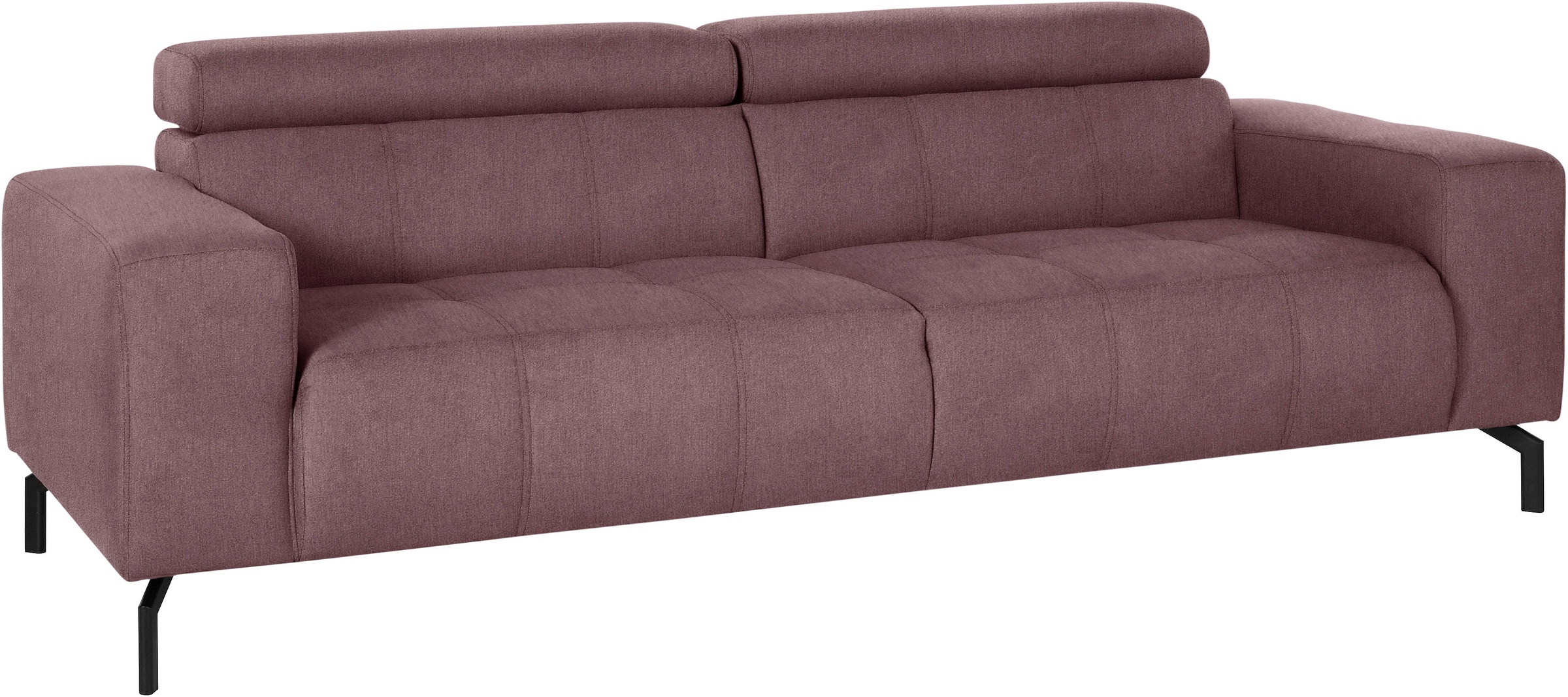 DOMO collection 2,5-Sitzer »Cunelli zeitlos und elegant, moderne Sitznähte als Designelement,«, wahlweise mit 6-fach verstellbaren Kopfteilen, fester Sitzkomfort