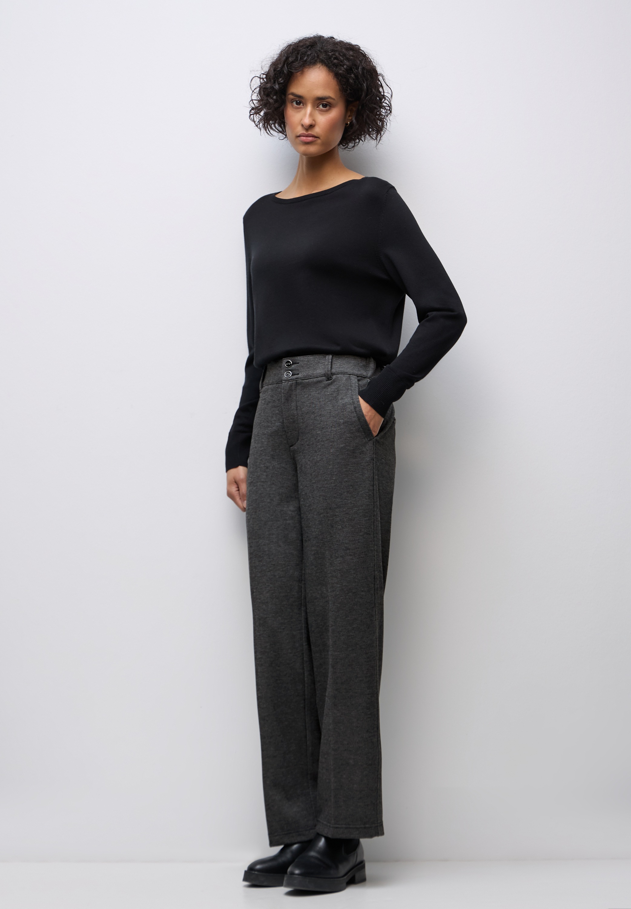 Stoffhose STREET ONE, Damen, Gr. 38, Länge 30, schwarz, Stoff, 50% Polyester, 25% Viskose, 20% Polyamid, 5% Elasthan, meliert, comfort fit lang, Hosen Stoffhose, High Waist 2