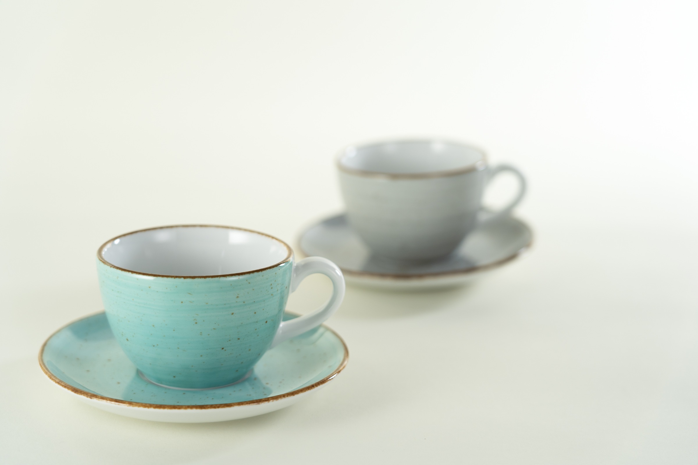 CreaTable Tasse »Vintage Nature Aqua, Kaffeetassen-Set, 8-tlg.«, (Set, 8 tlg.), Handgemalt, Gesprenkelt, Rustikales Außenband