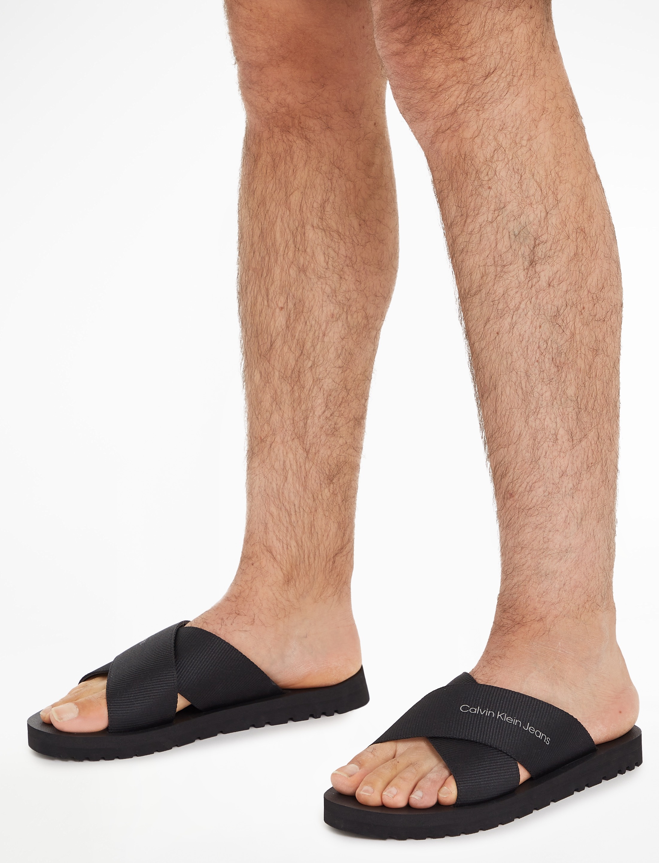 Calvin Klein Jeans Pantolette "CROSS SANDAL SLIPON RP IN BTW", Sommerschuh, günstig online kaufen