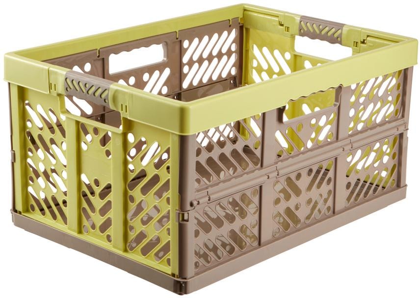 Klappbox KEEEPER "ben, Profi-Klappbox mit Soft-Touch-Griffen, 54 x 37 x 28 cm", grün (grün, taupe), B:54cm H:28cm T:37cm, Kunststoff, Einkaufskörbe, S