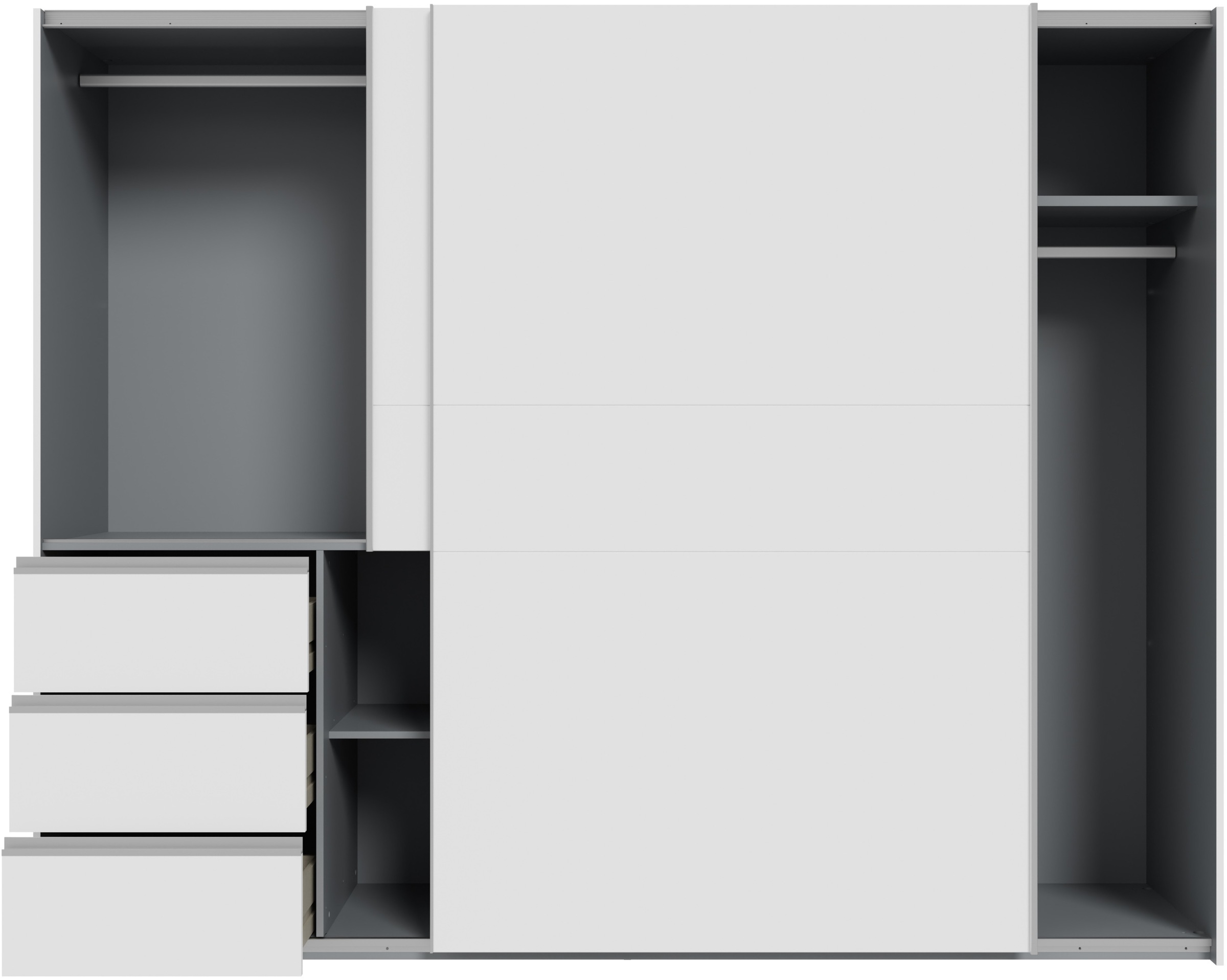 FORTE Schwebetürenschrank, Schwebetürenschrank, Stauraum, Schubkästen, erhältlich in 2 Dekoren