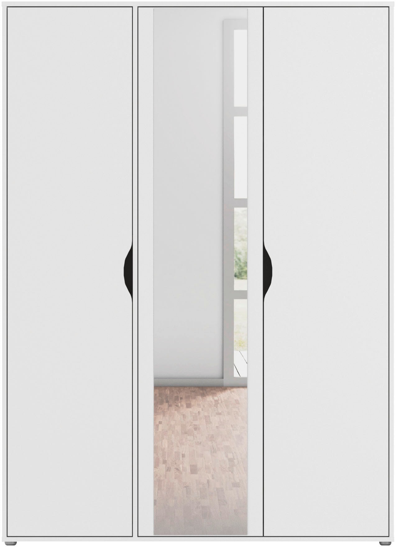 rauch Drehtürenschrank »Kleiderschrank Schrank Garderobe Wäscheschrank NARAI mit Spiegel«, (in 3 verschiedenen Ausstattungen BASIC/CLASSIC/PREMIUM), Griffausfräsungen für eine grifflose Optik TOPSELLER MADE IN GERMANY