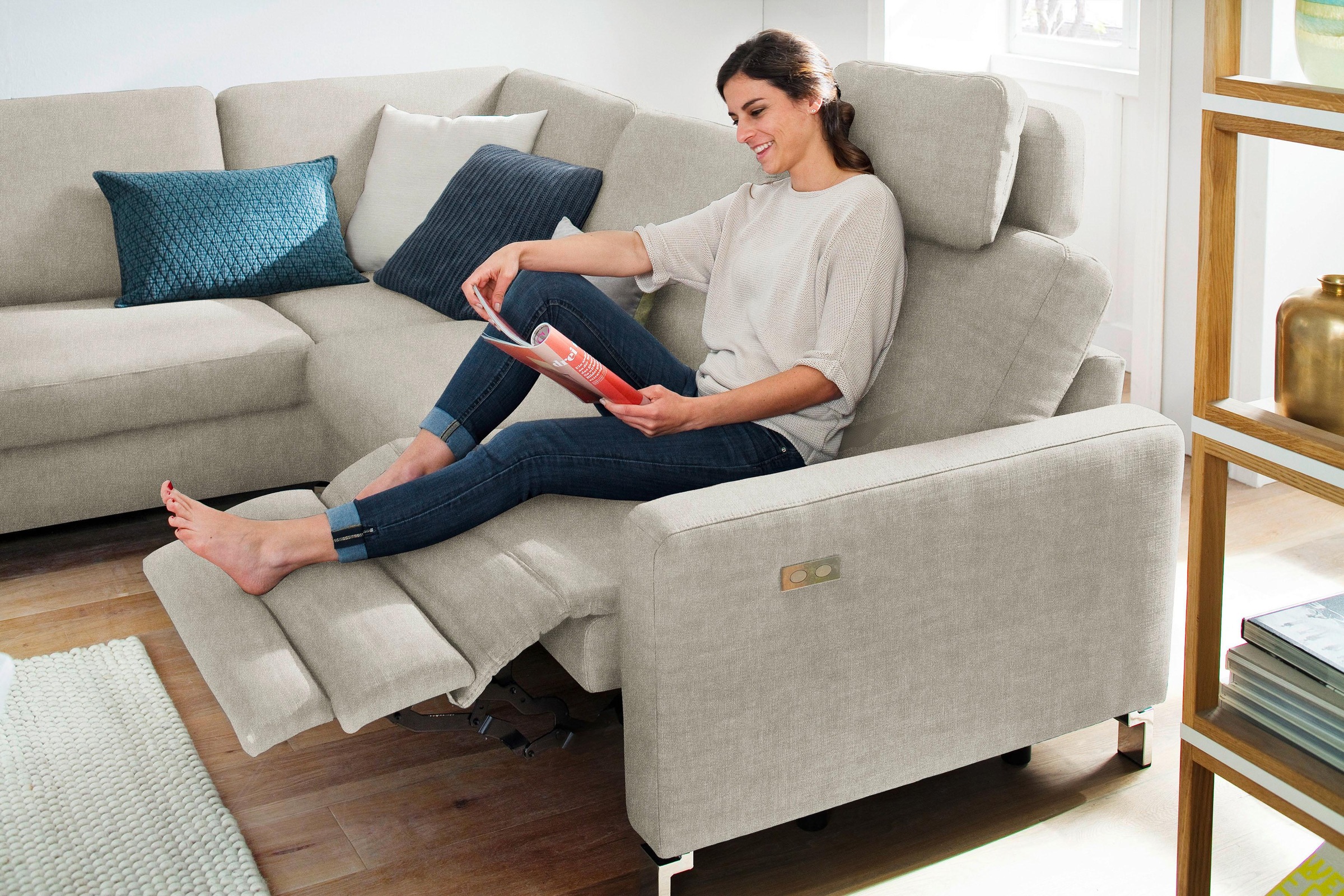 3C Candy Ecksofa »Mainau modern und elegant, mit gutem Sitzkomfort, L-Form«, wahlweise mit elektrischer Relaxfunktion, Federkern