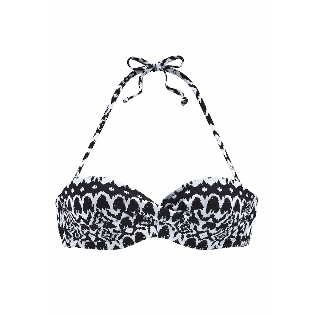 Damenmode Damenbademode LASCANA Bandeau-Bikini-Top »Grace«, im trendigen Design schwarz-bedruckt