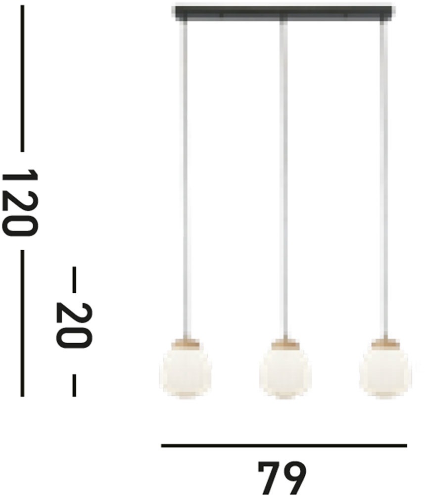 Searchlight Hängeleuchte »Ella 3Lt Pendant - Black Metal & Opal Ribbed Glass« E14 1 Stk.