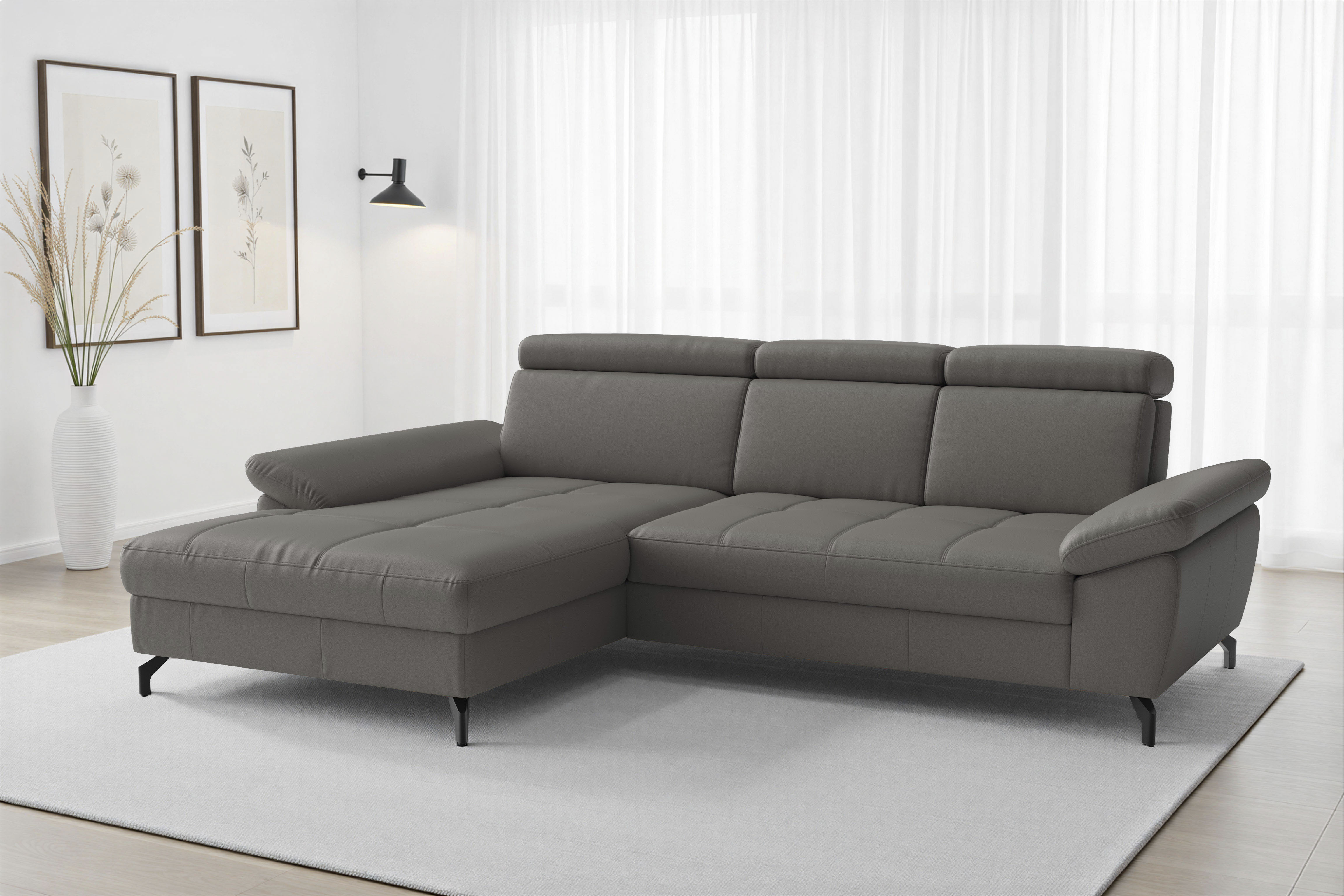 sit&more "Vanity L-Form, Leder, B: 264 cm, mit Sitz-, Kopf u. Armteilverstellung" Couch optional mit Schlaffunktion & Bettkasten, in Leder