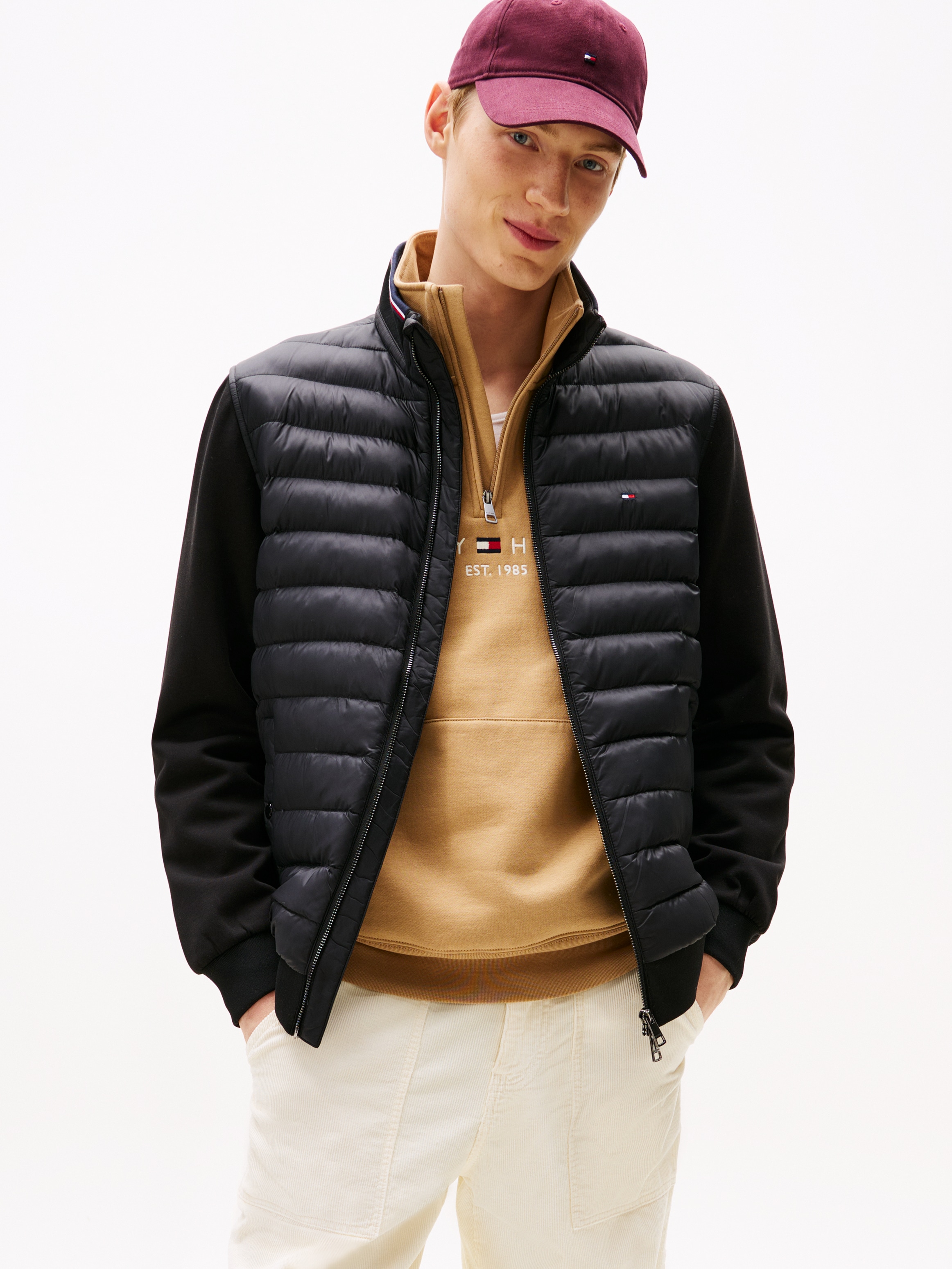 Tommy Hilfiger Sweatjacke "MIX MEDIA", Stehkragen, Regular Fit, mit gestepp günstig online kaufen