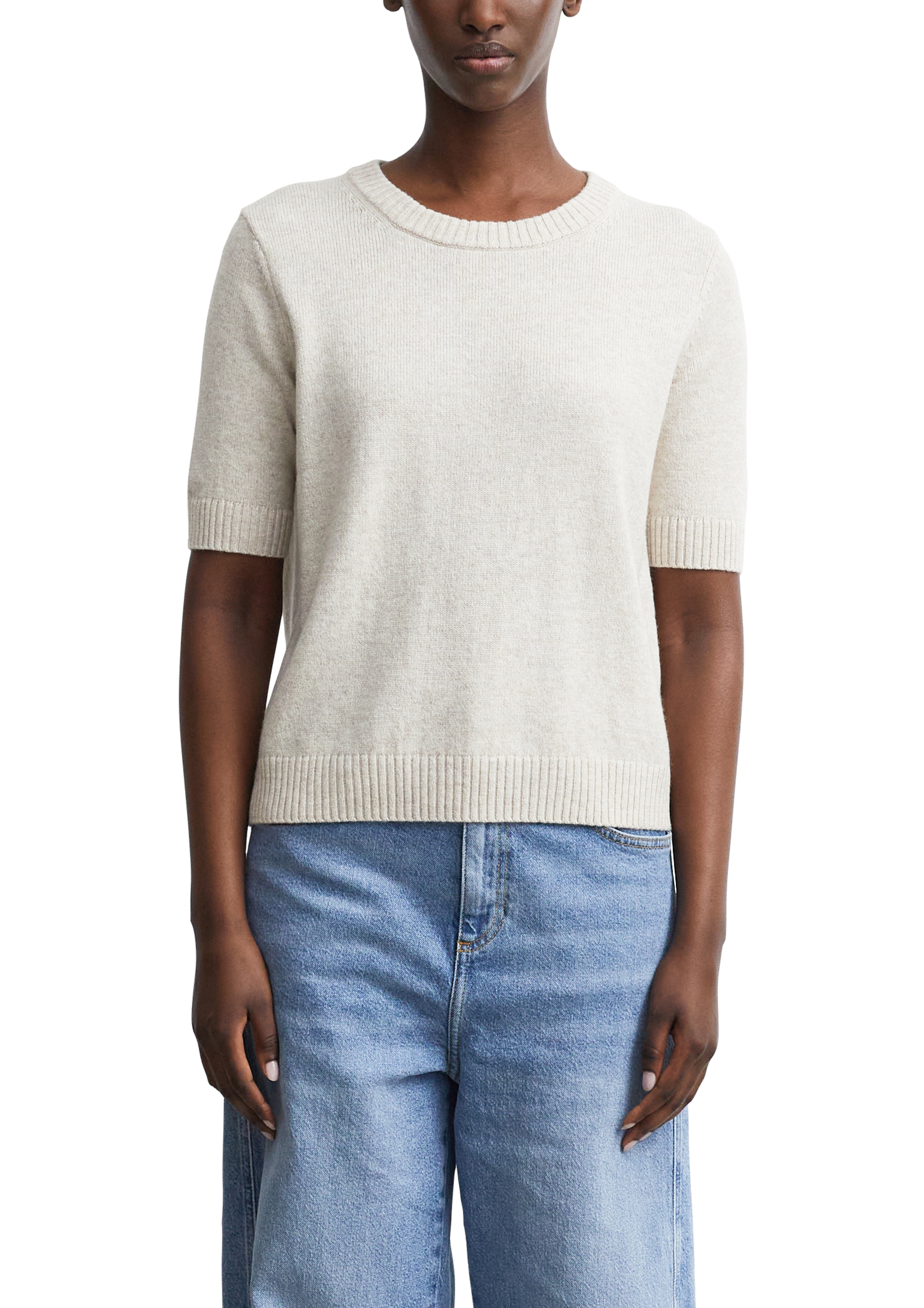 Comma Strickpullover Sommer-Wollpullover mit Kurzarm
