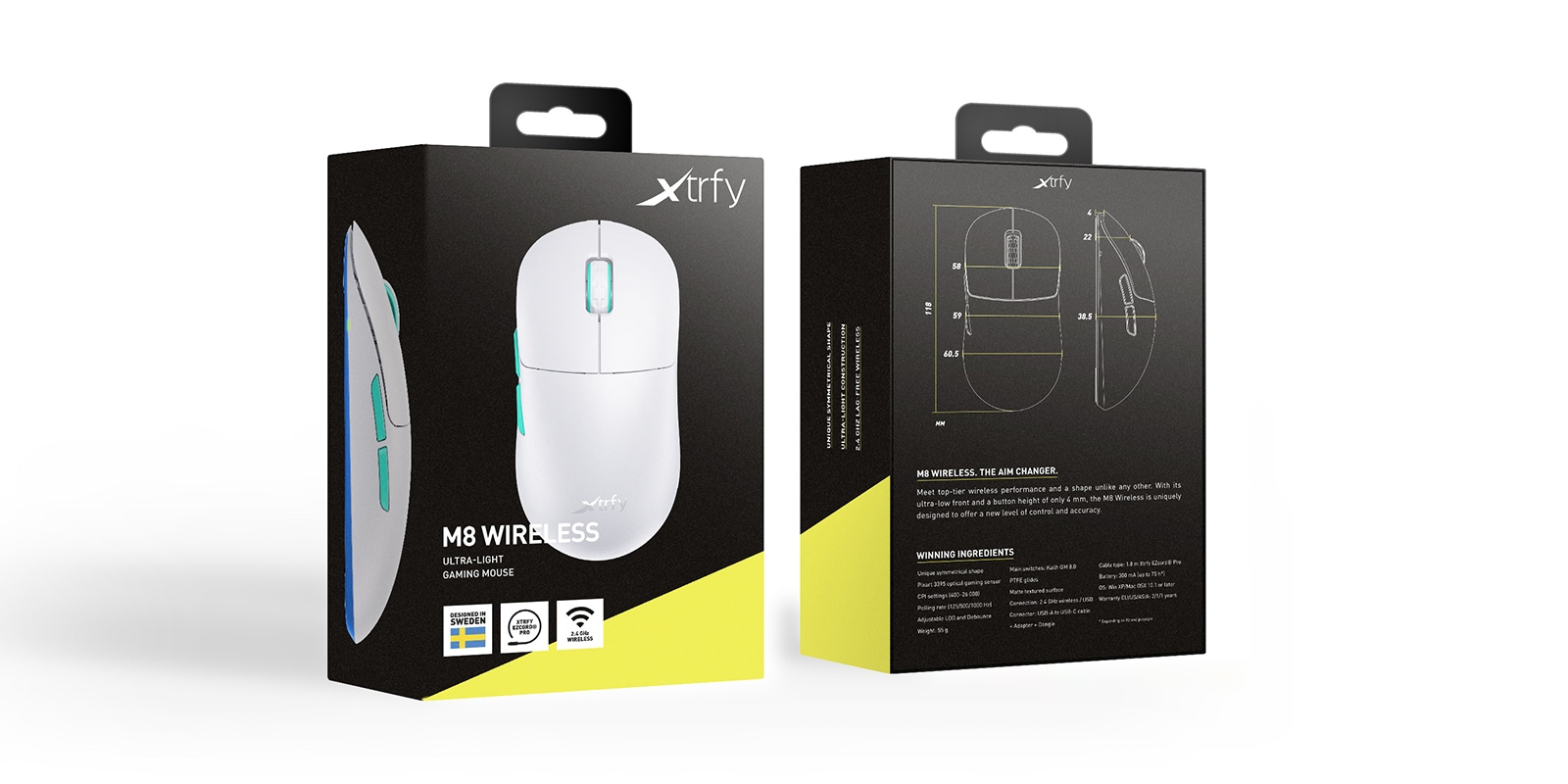 Cherry Xtrfy Gaming-Maus »M8 Wireless«, Funk, kabellose ultraleichte Gaming-Maus