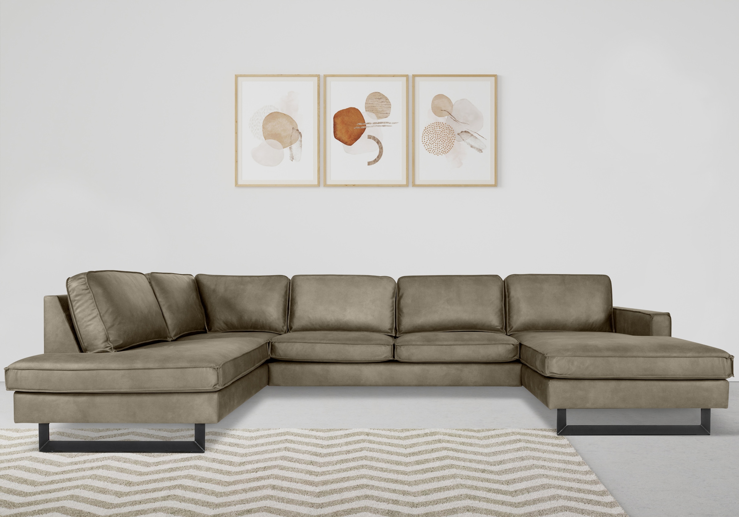 Home affaire Wohnlandschaft "Pinto, 350 cm, U-Form, XXL, mit Ottomanen" Cor günstig online kaufen