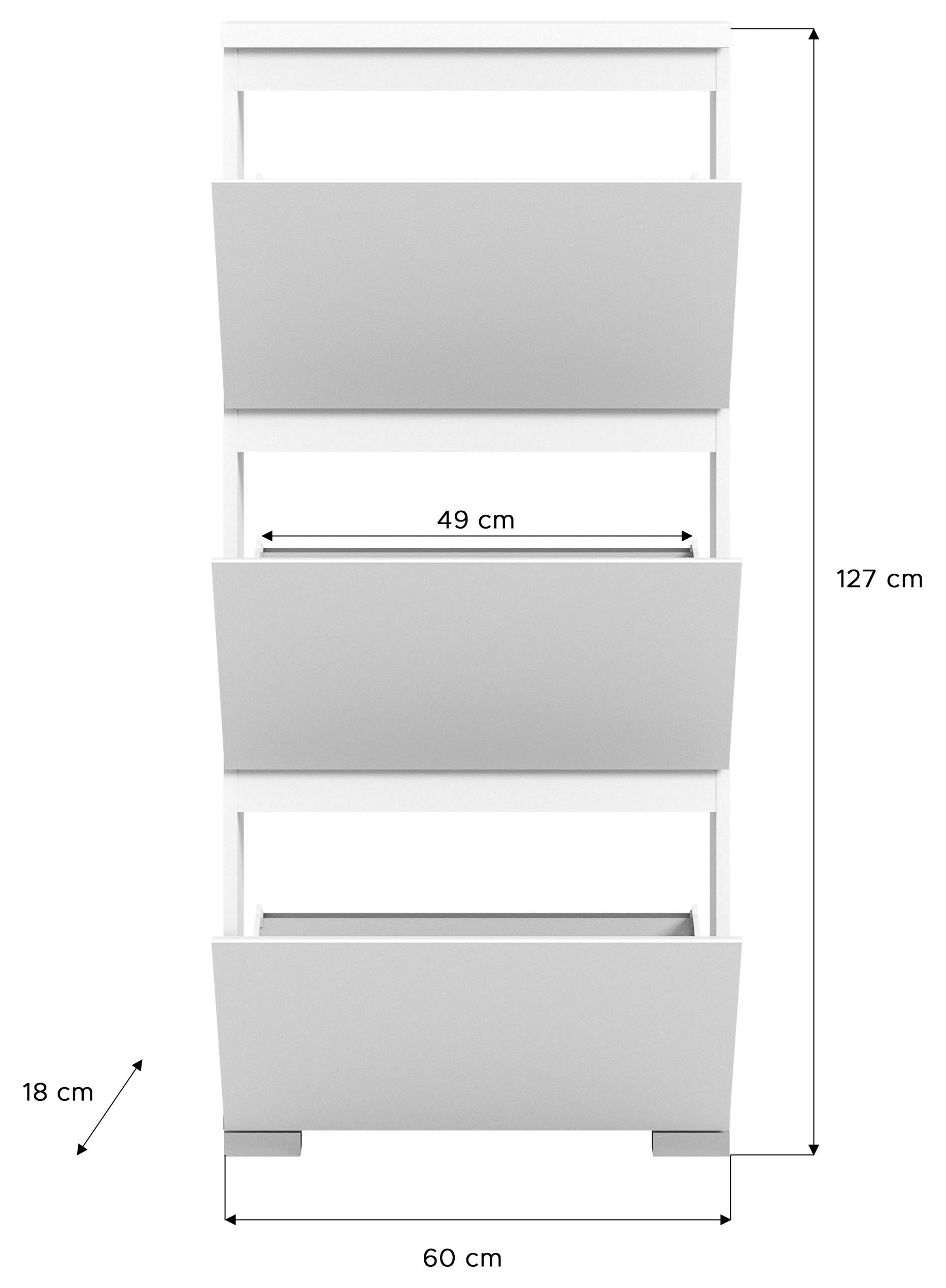 INOSIGN Schuhschrank »Skoskap, Tiefe 18cm, 3 Klappen mit Schuhwalze, Platz für 9 Schuhpaare«, Schuhkipper, Schuhkommode, Schuhregal, Kommode, Anrichte