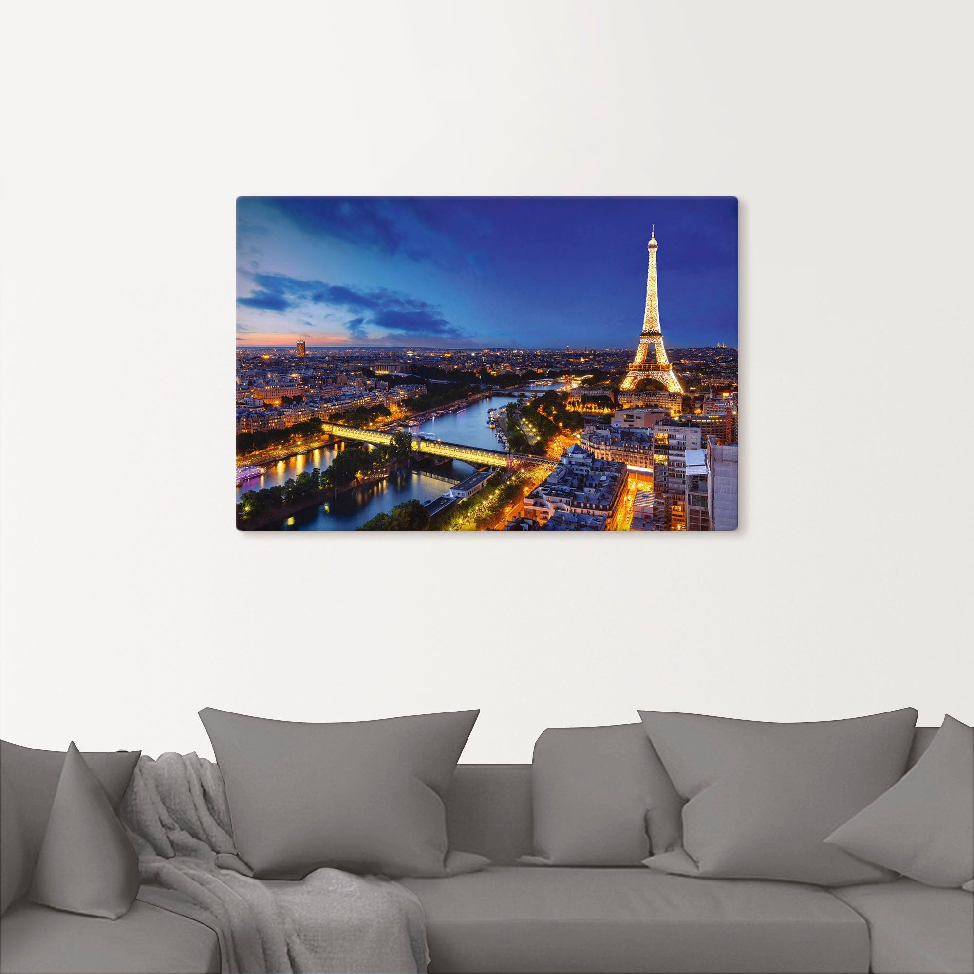 Artland Wandbild »Eiffelturm und Seine am Abend, Paris«, Paris, (1 St.),  als Alubild, Leinwandbild, Wandaufkleber oder Poster in versch. Größen  kaufen | BAUR | Poster