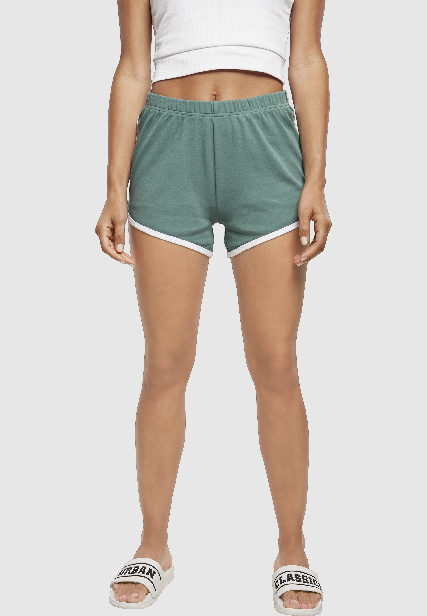URBAN CLASSICS Stoffhose »Urban Classics Damen Ladies Organic Interlock Retro Hotpants«