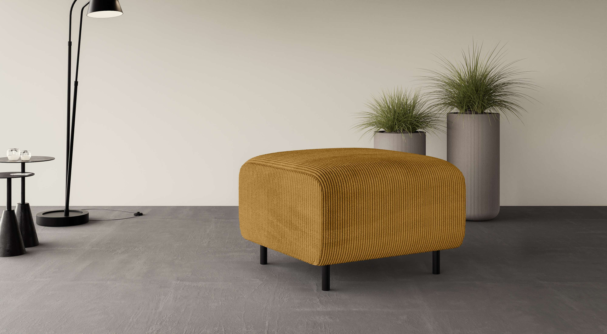 OTTO home Polsterhocker "ARROS klein mit Wellenunterfederung, Maße B/T/H: 70/70/46 cm" passend zur Serie, in hochwertiger Verarbeitung