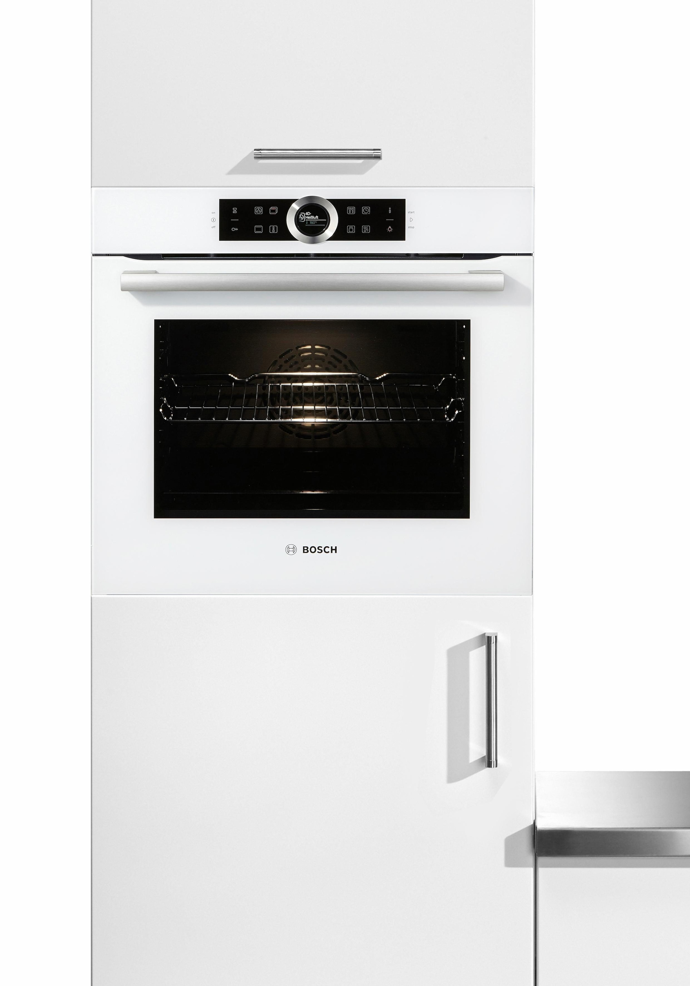 BOSCH Einbaubackofen »HBG635B«, Serie 8, mit Teleskopauszug nachrüstbar, ecoClean Direct, 4D-Heißluft-Eco-Ober-/Unterhitze Eco-Umluft-Infra-Grill-Großflächen-/Kleinflächengrill-Pizzastufe-Sanftgaren-Vorwärmen-Warmhalten-Auftaustufe, mit Pizzastufe