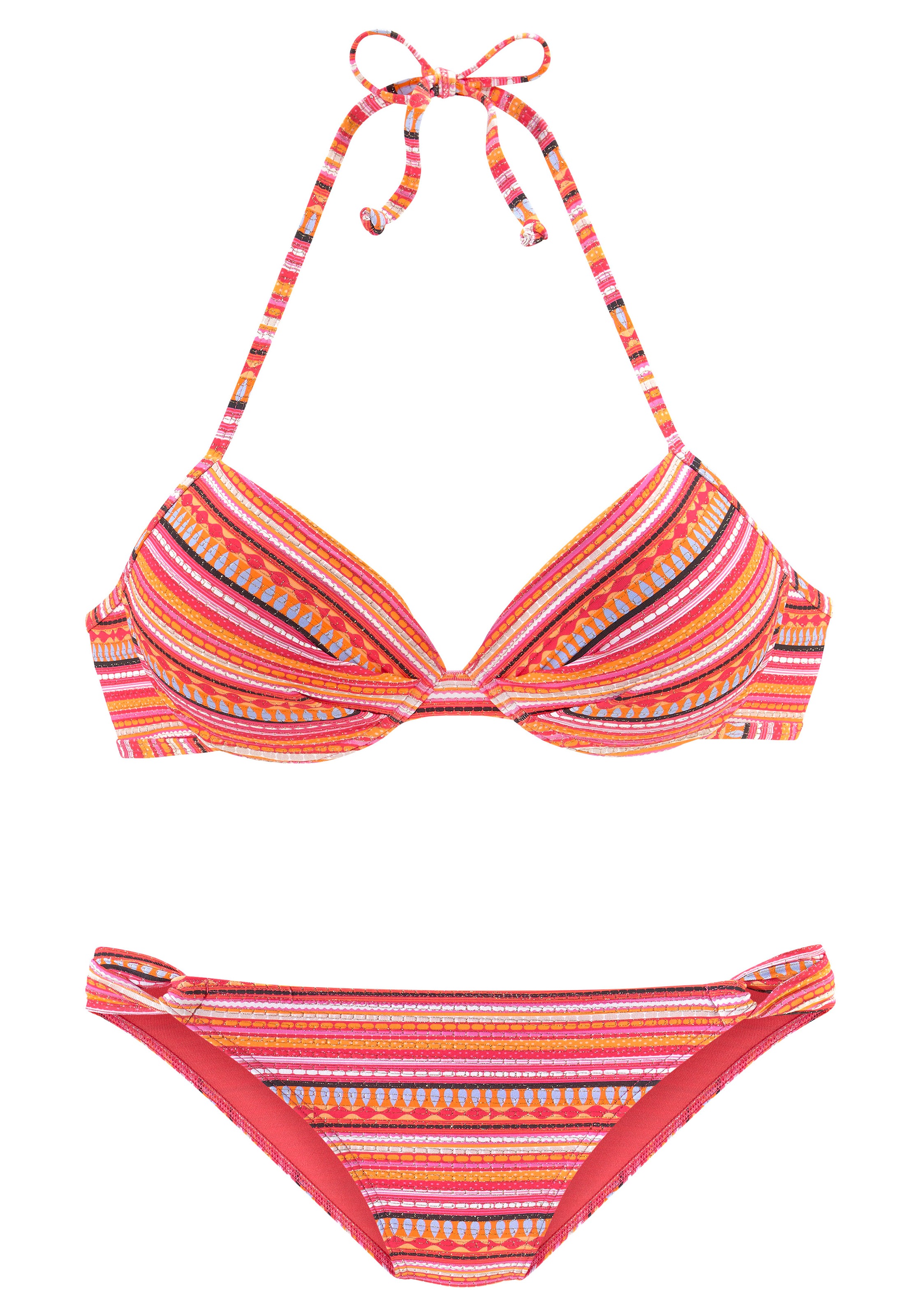 LASCANA Push-Up-Bikini, mit goldfarbenen Glitzerstreifen