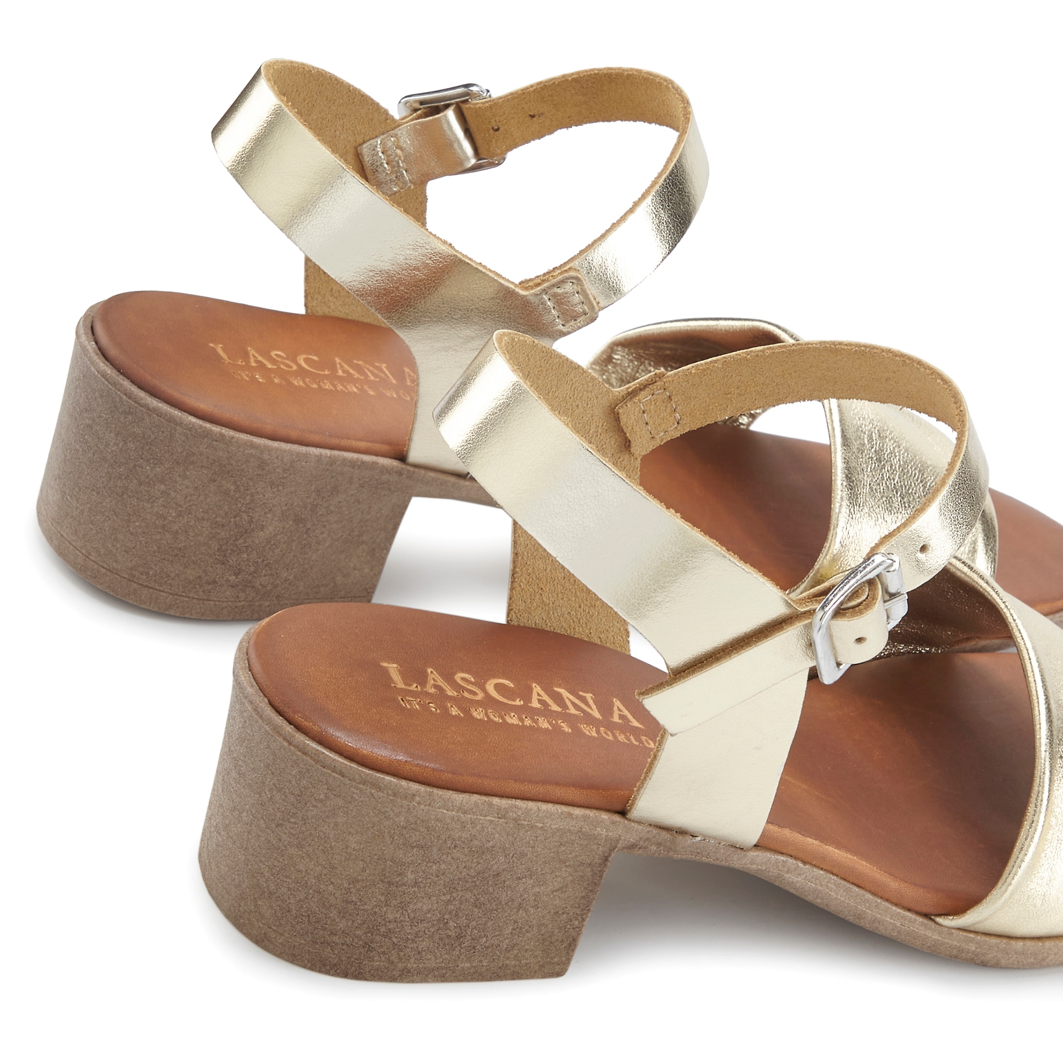 LASCANA Sandalette »Riemchensandalette, Sandale, Sommerschuh«, aus Leder mit Blockabsatz